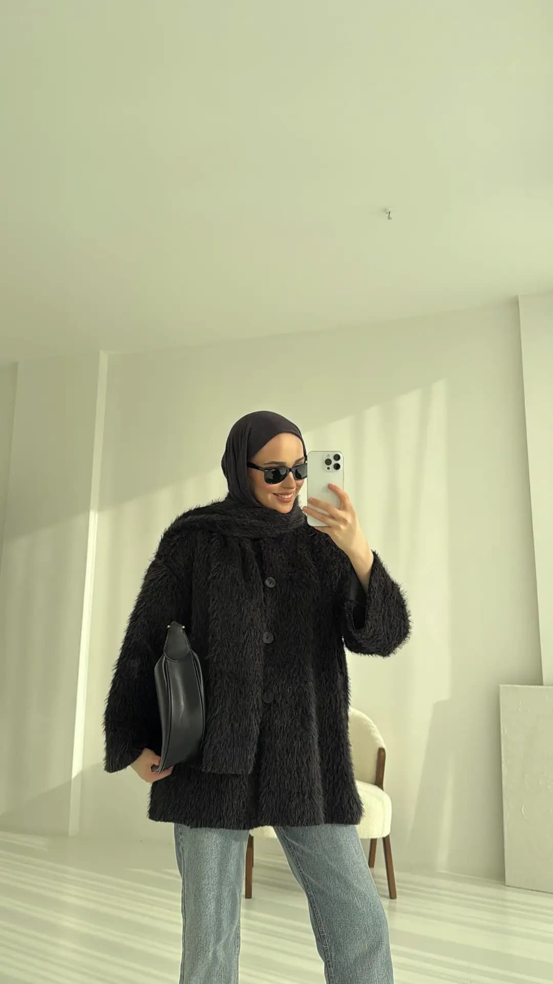Düğmeli Atkı Detay Ceket Siyah