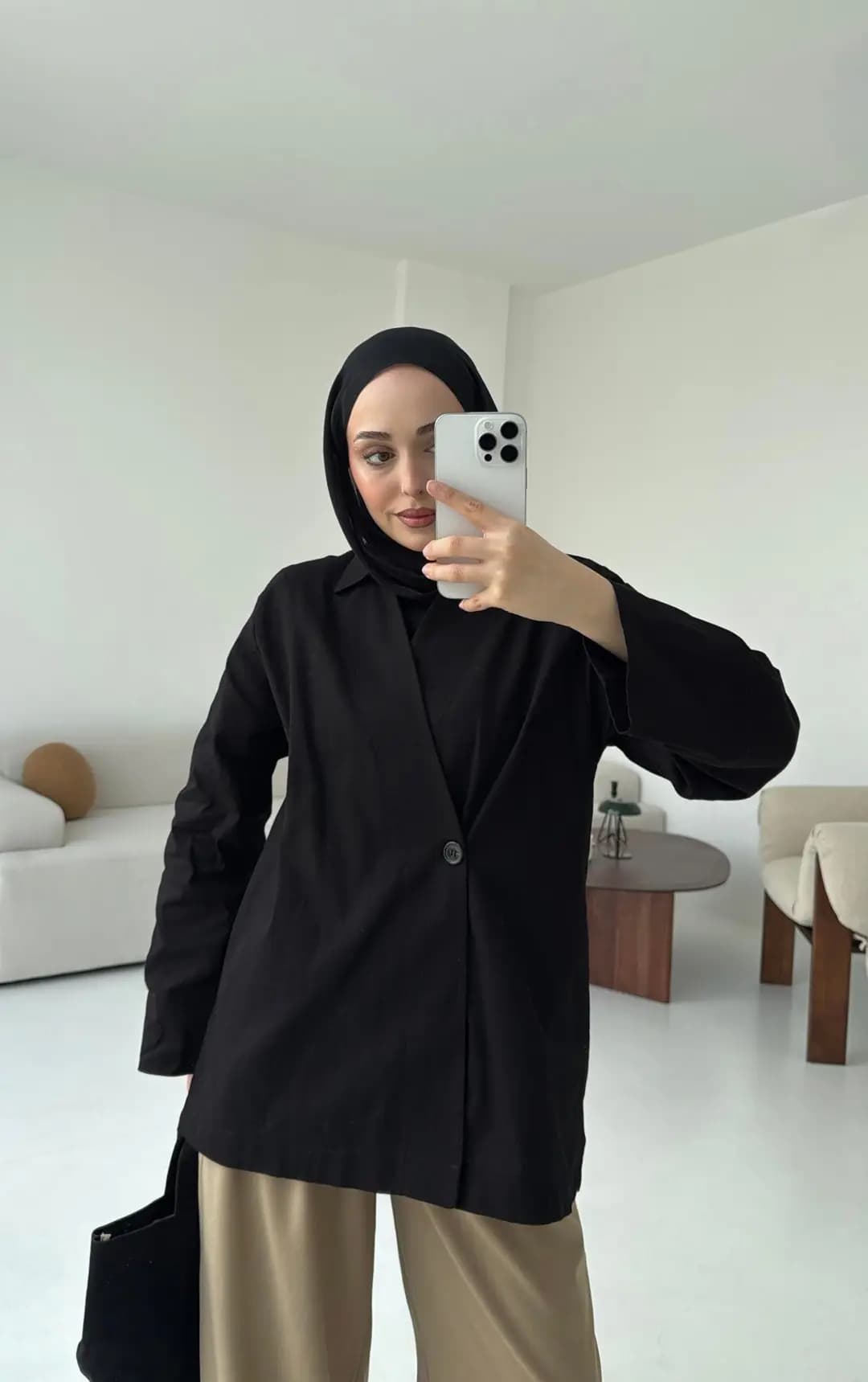 Tek Düğmeli Ceket Siyah