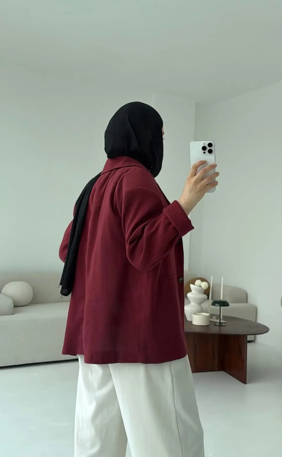 Astarsız Yazlık Keten Ceket Bordo