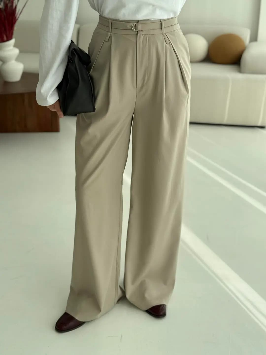 Pileli Bej Tam Boy Pantolon