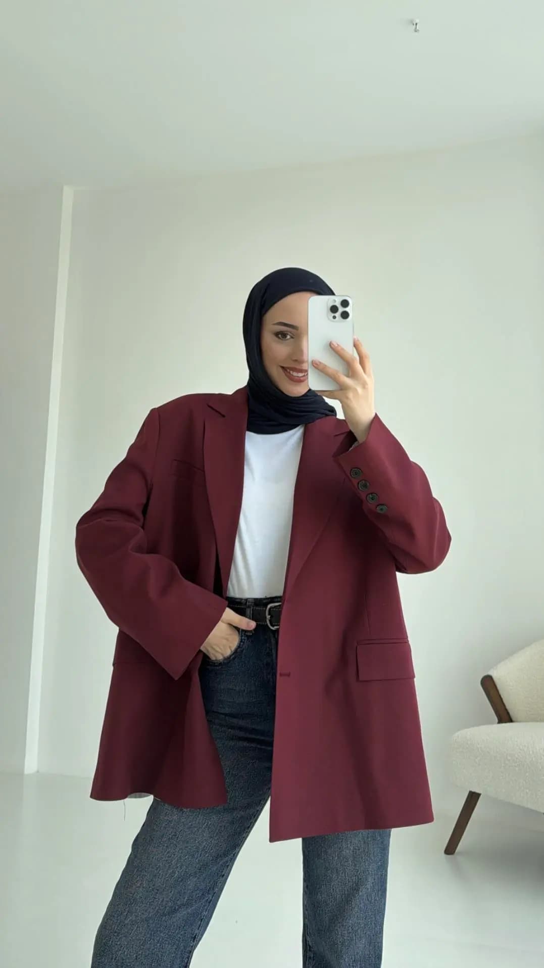 Bordo Oversize Premium Blazer Ceket