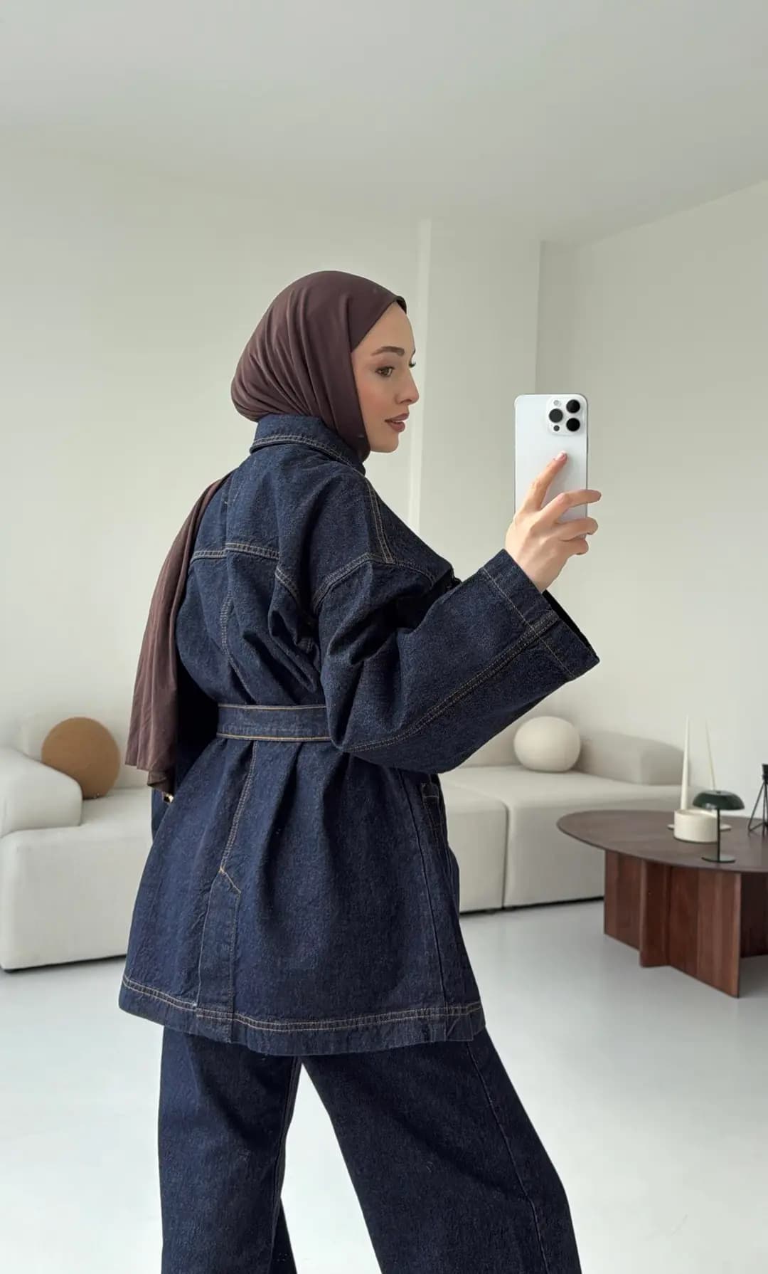 Seyyar Kemerli Denim Takım
