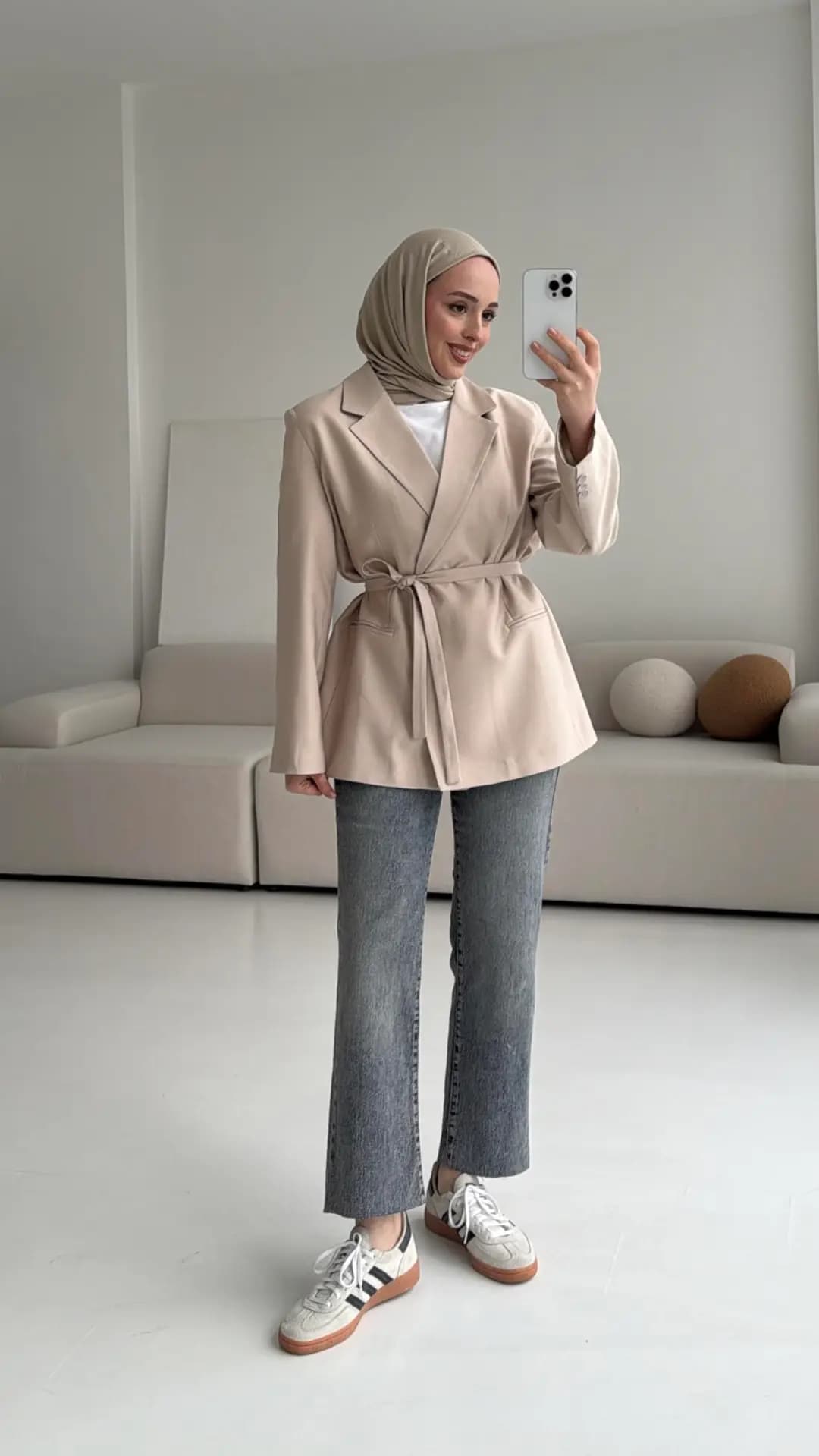Bağlamalı Blazer Ceket Bej