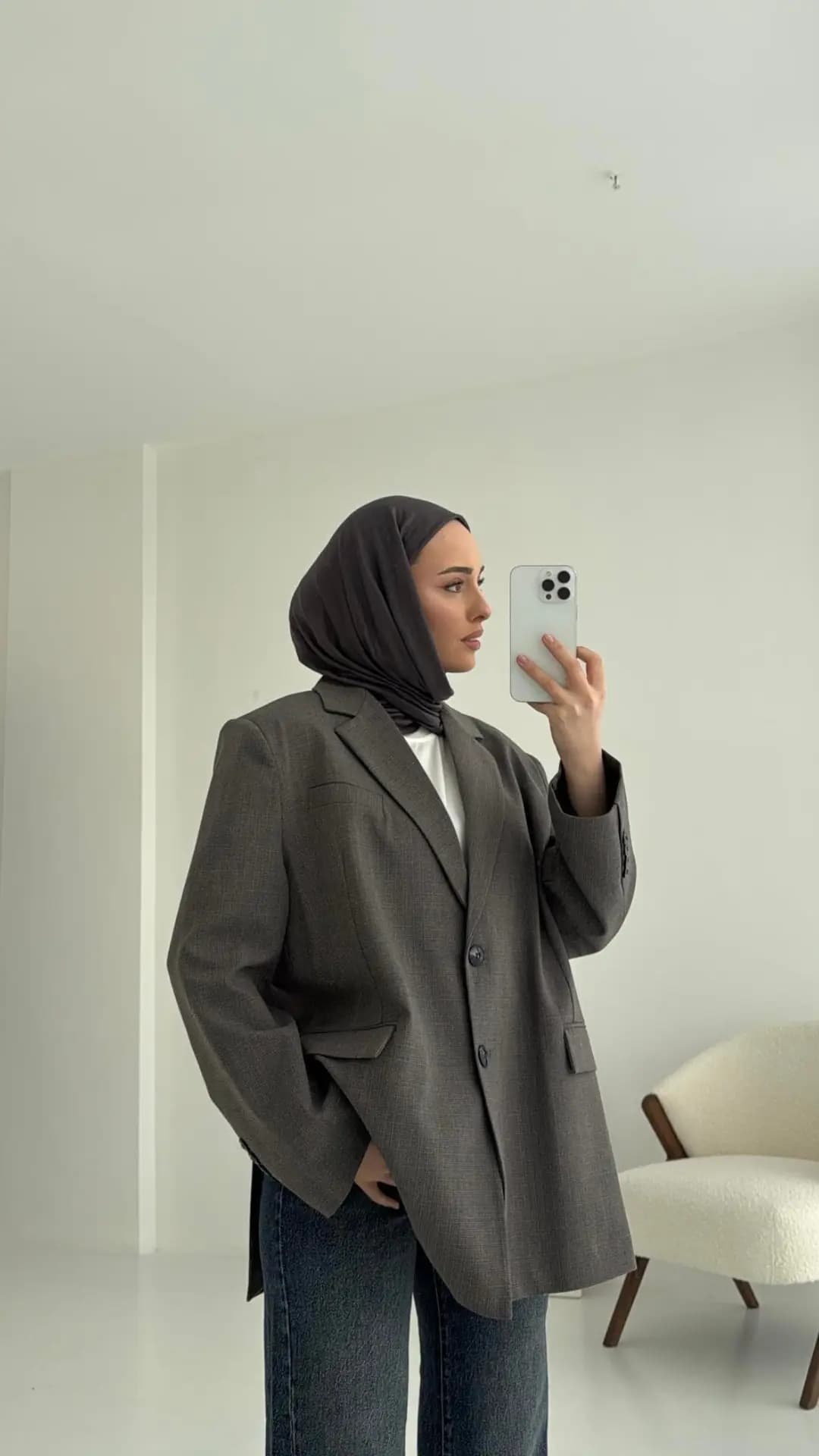 Yırtmaç Detaylı Oversize Blazer Ceket