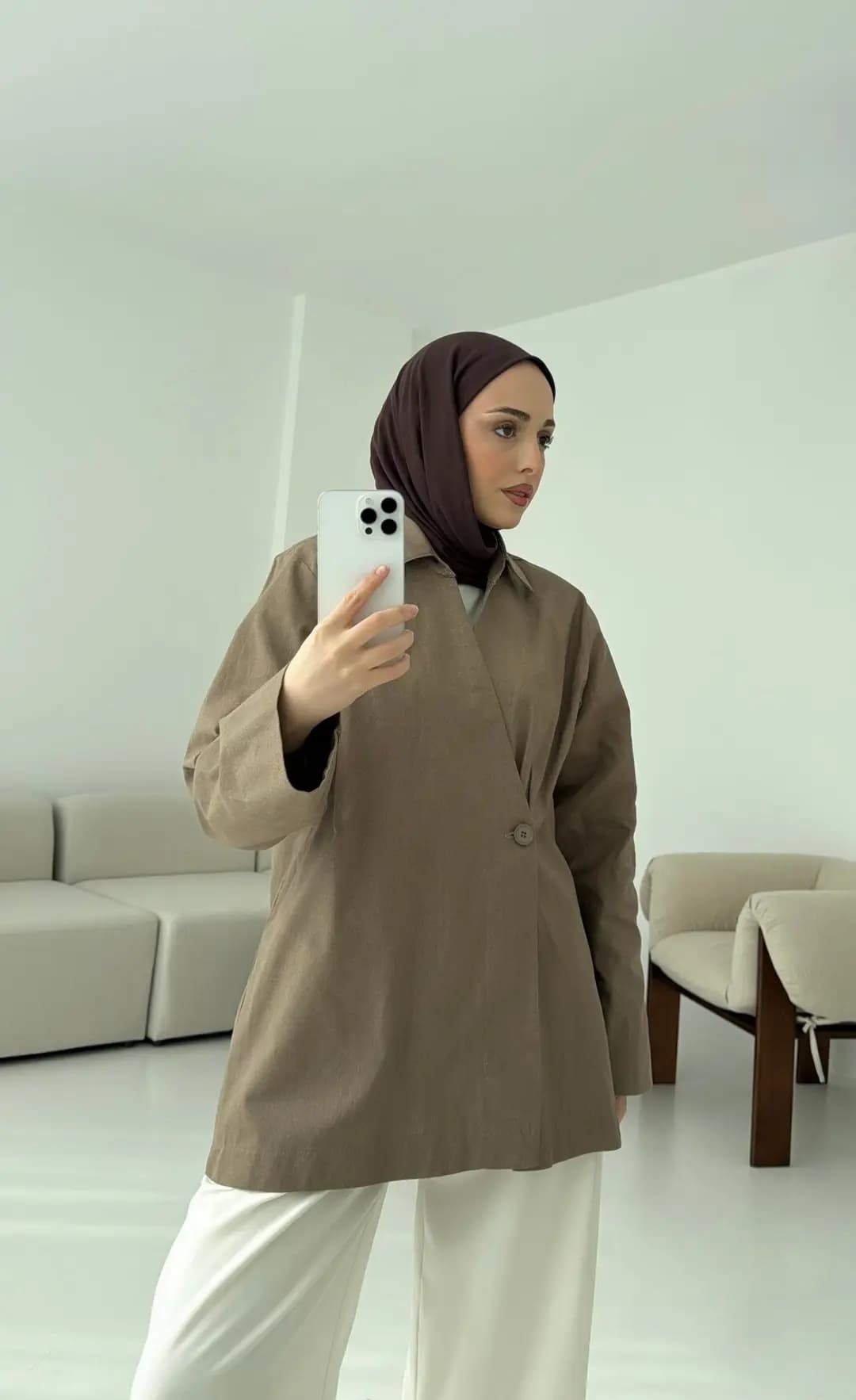 Tek Düğmeli Ceket Vizon
