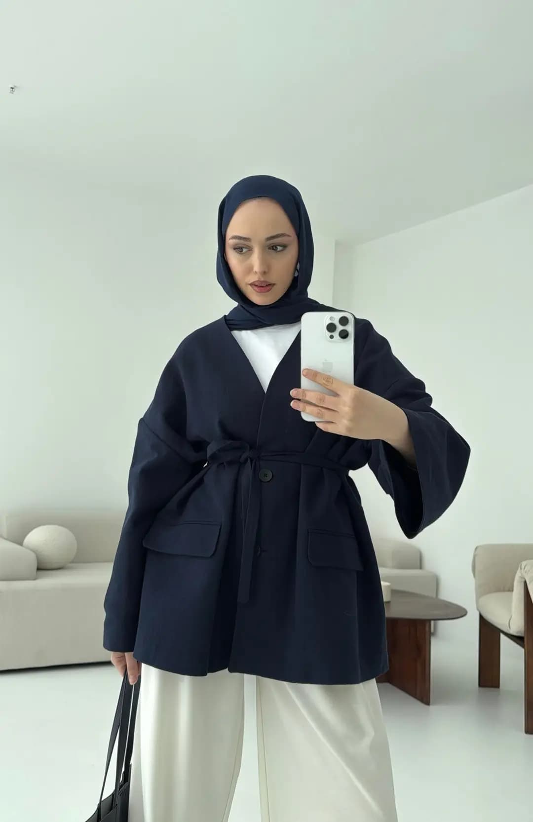 Düşük Omuz Oversize Lacivert Ceket