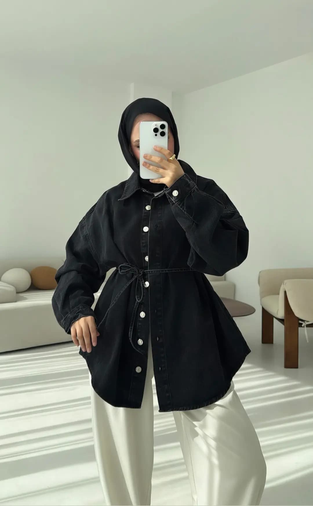 Yıkamalı Siyah Denim Ceket