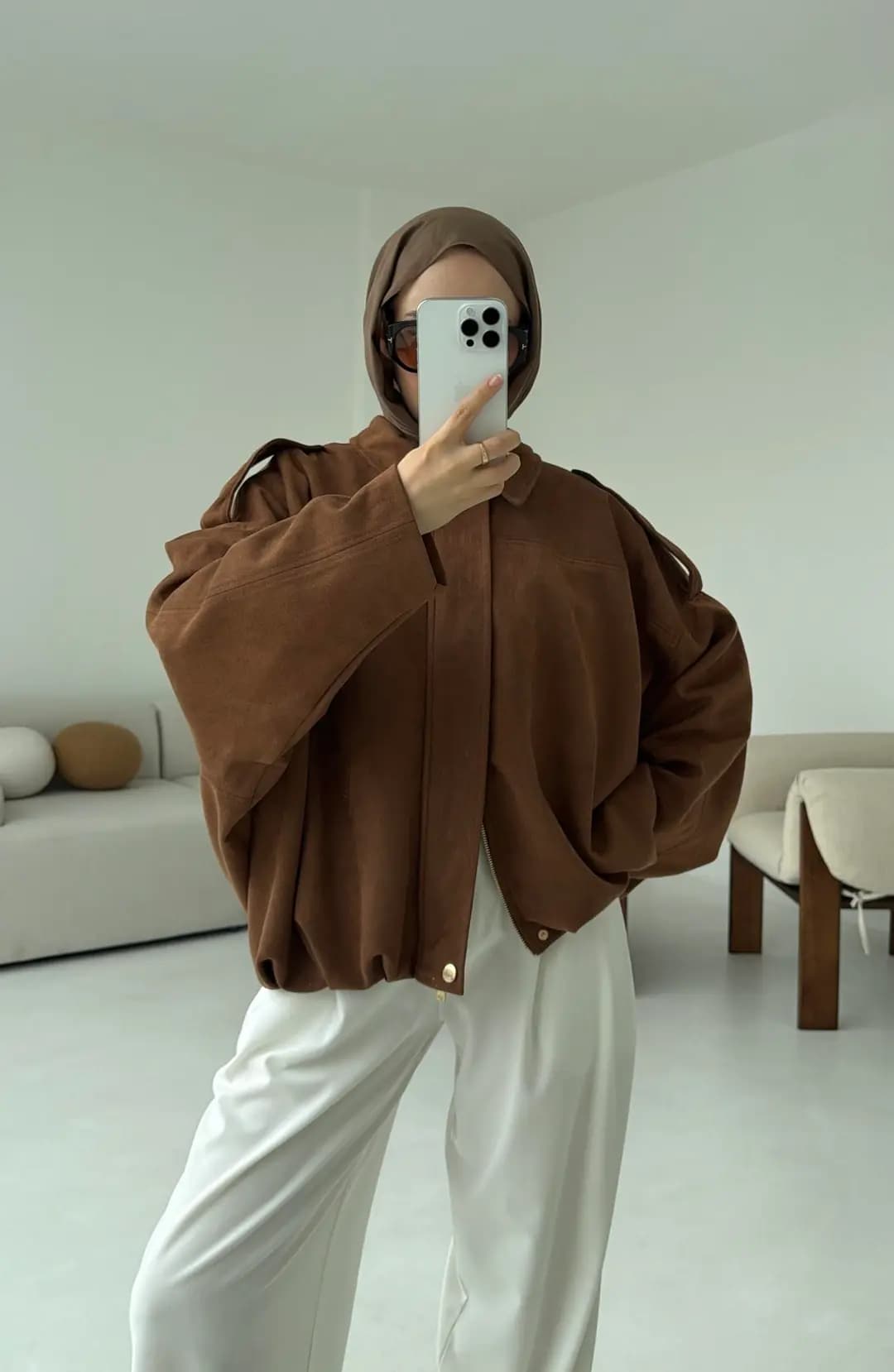 Süet Bomber Ceket Taba