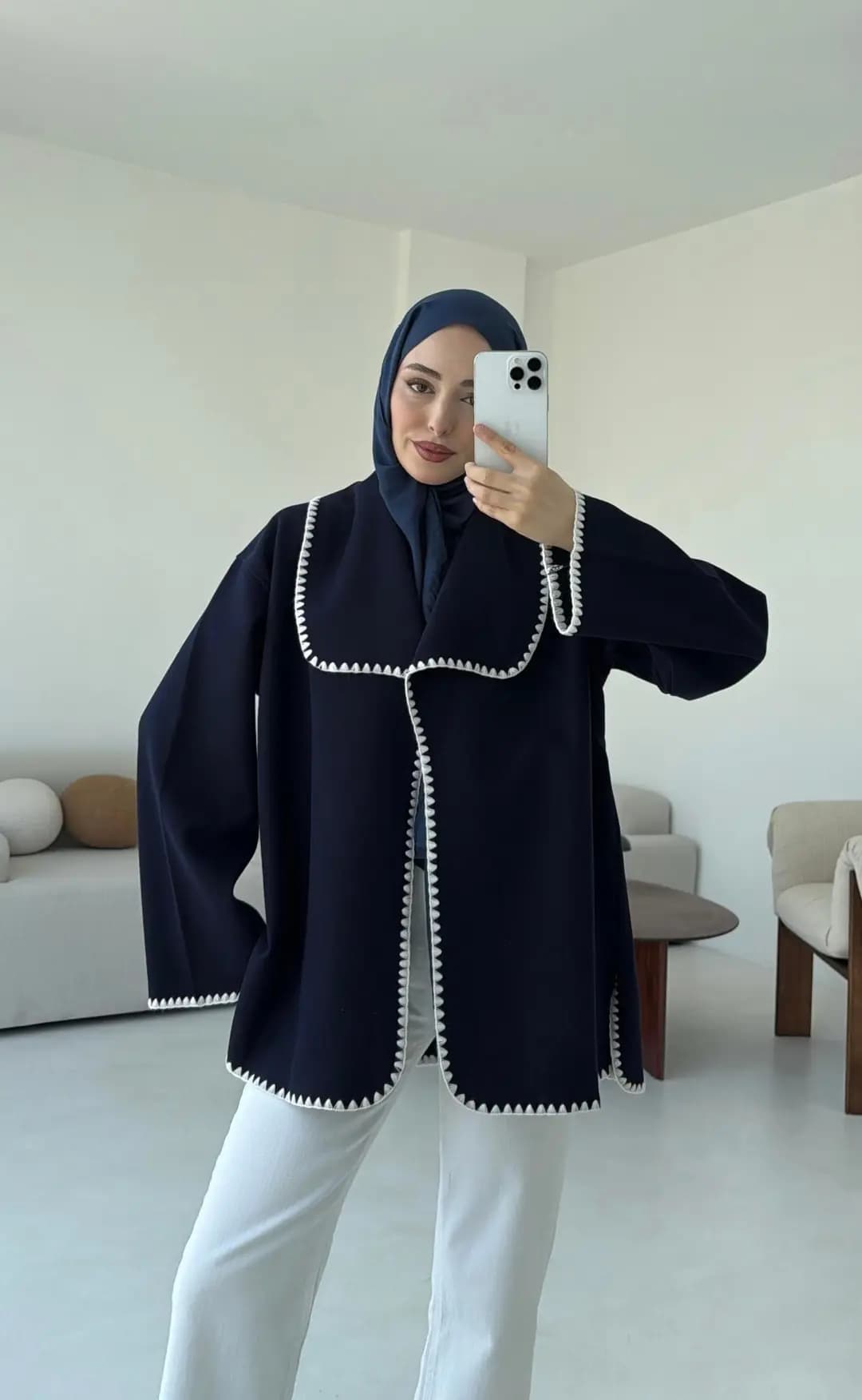 Dikişli Kaşe Ceket Lacivert