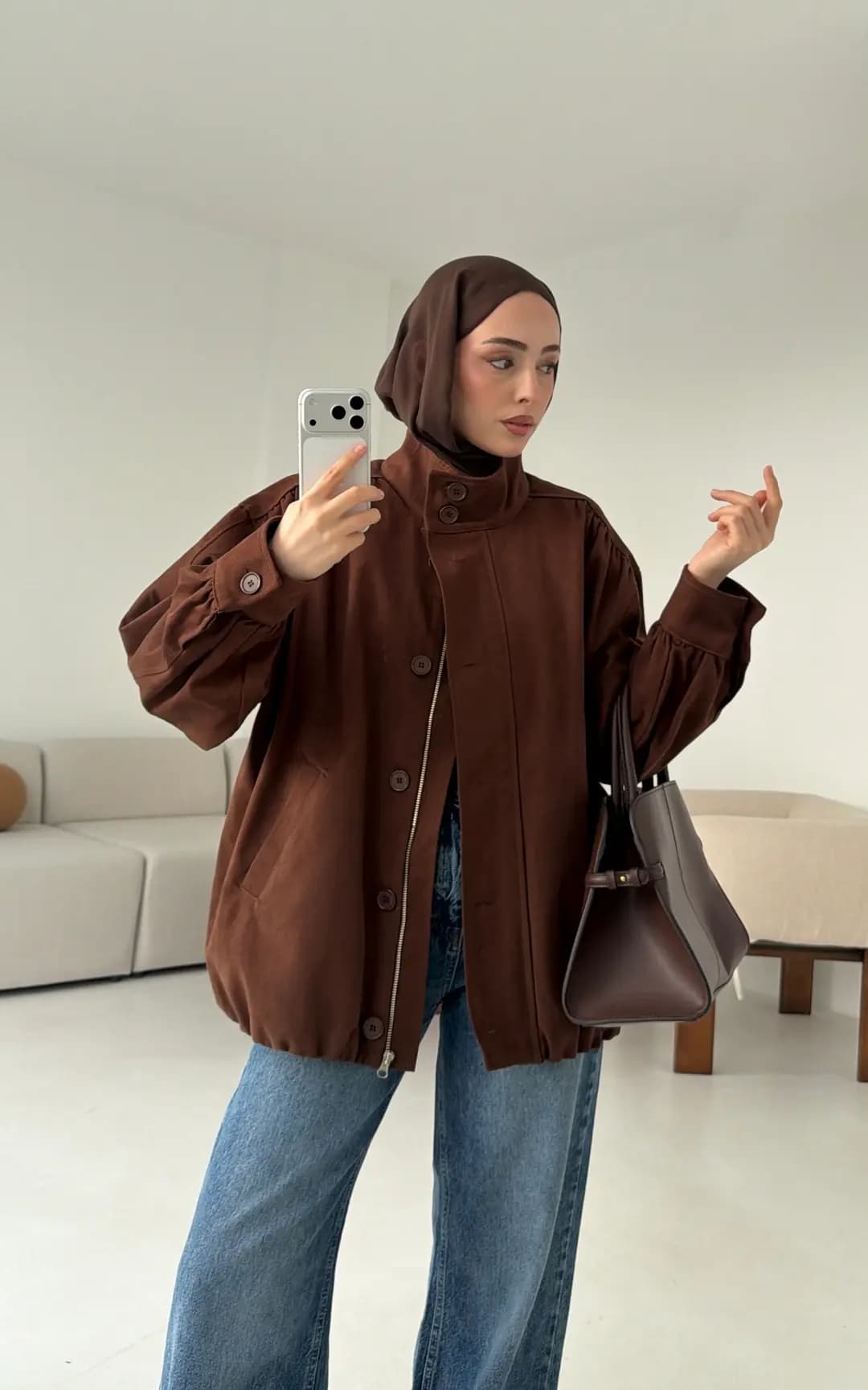 Bomber Gabardin Ceket Kahve
