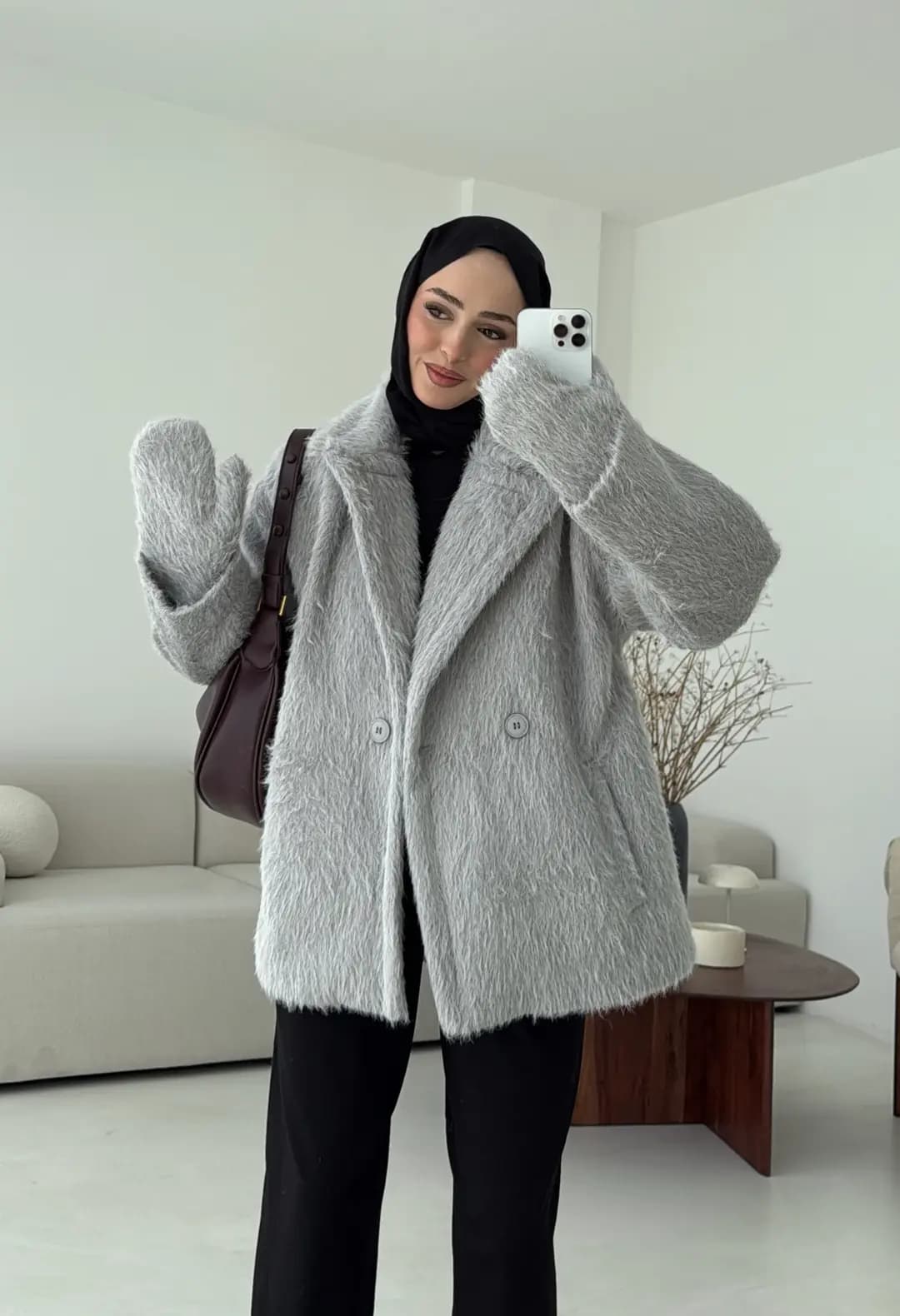 Maxmara Eldivenli Kaban Gri