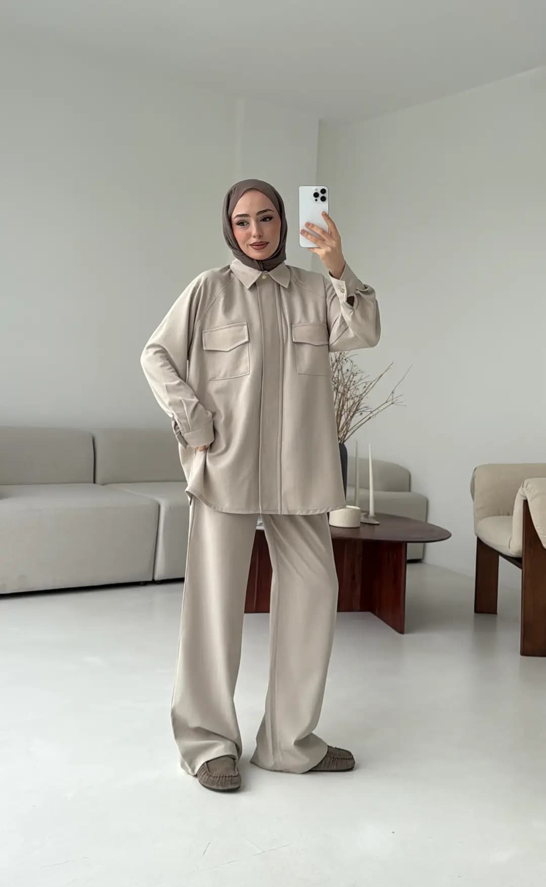 Bağcıklı Bluz Pantolon Takım Taş