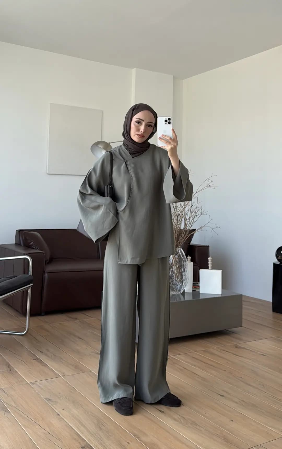 Dökümlü Gömlek Pantolon Takım Haki