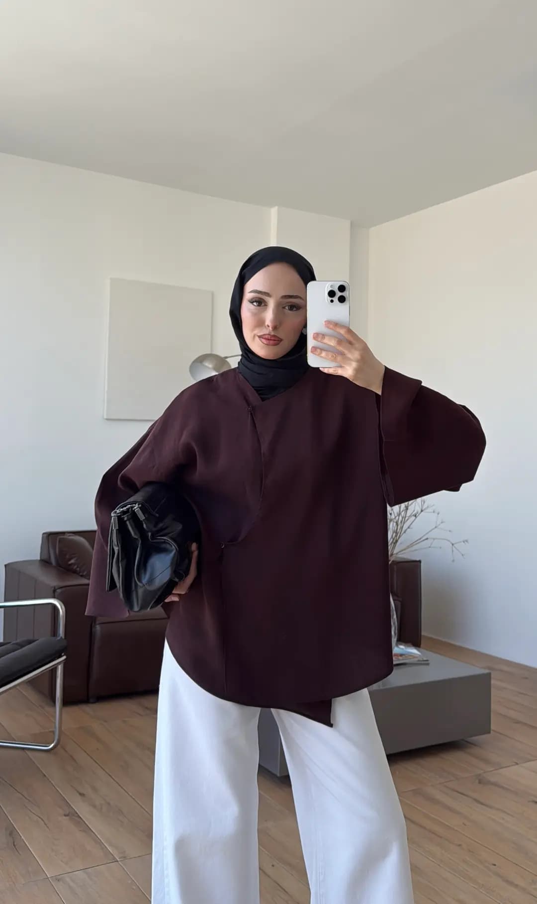 Asimetrik Kesim Bluz Bordo