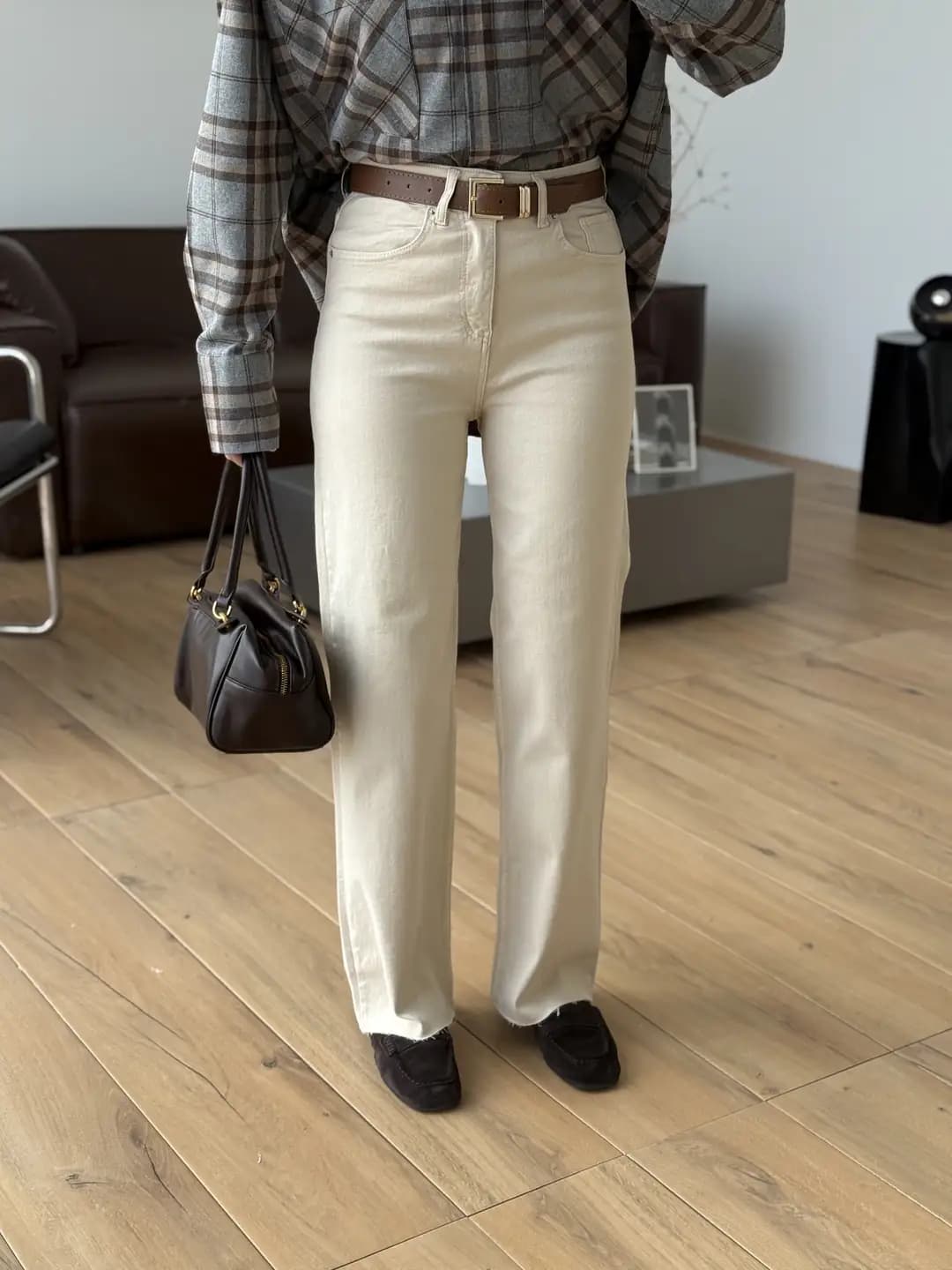 Bej Kemerli Likralı Jean
