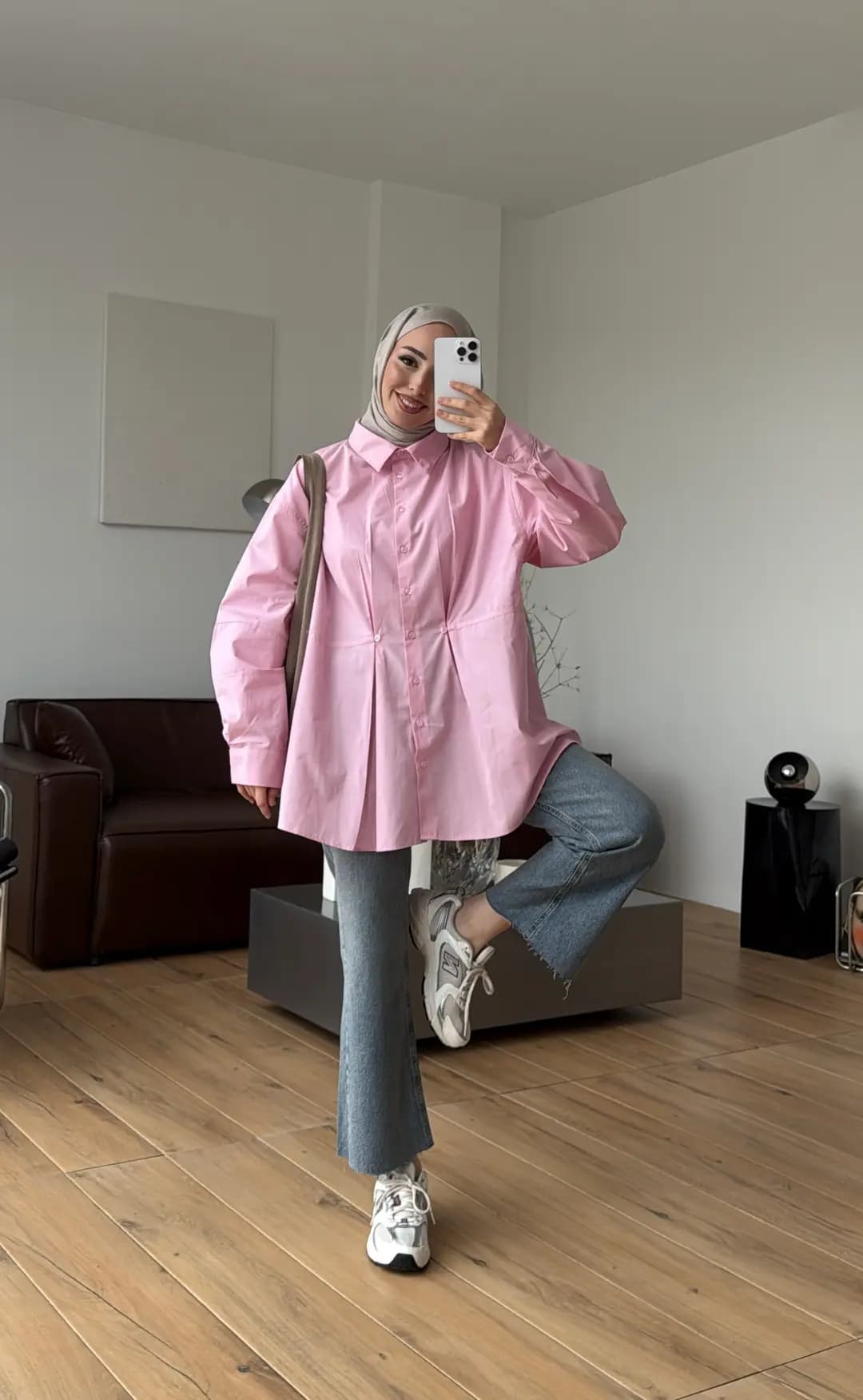 Poplin Düğme Detay Gömlek Pembe