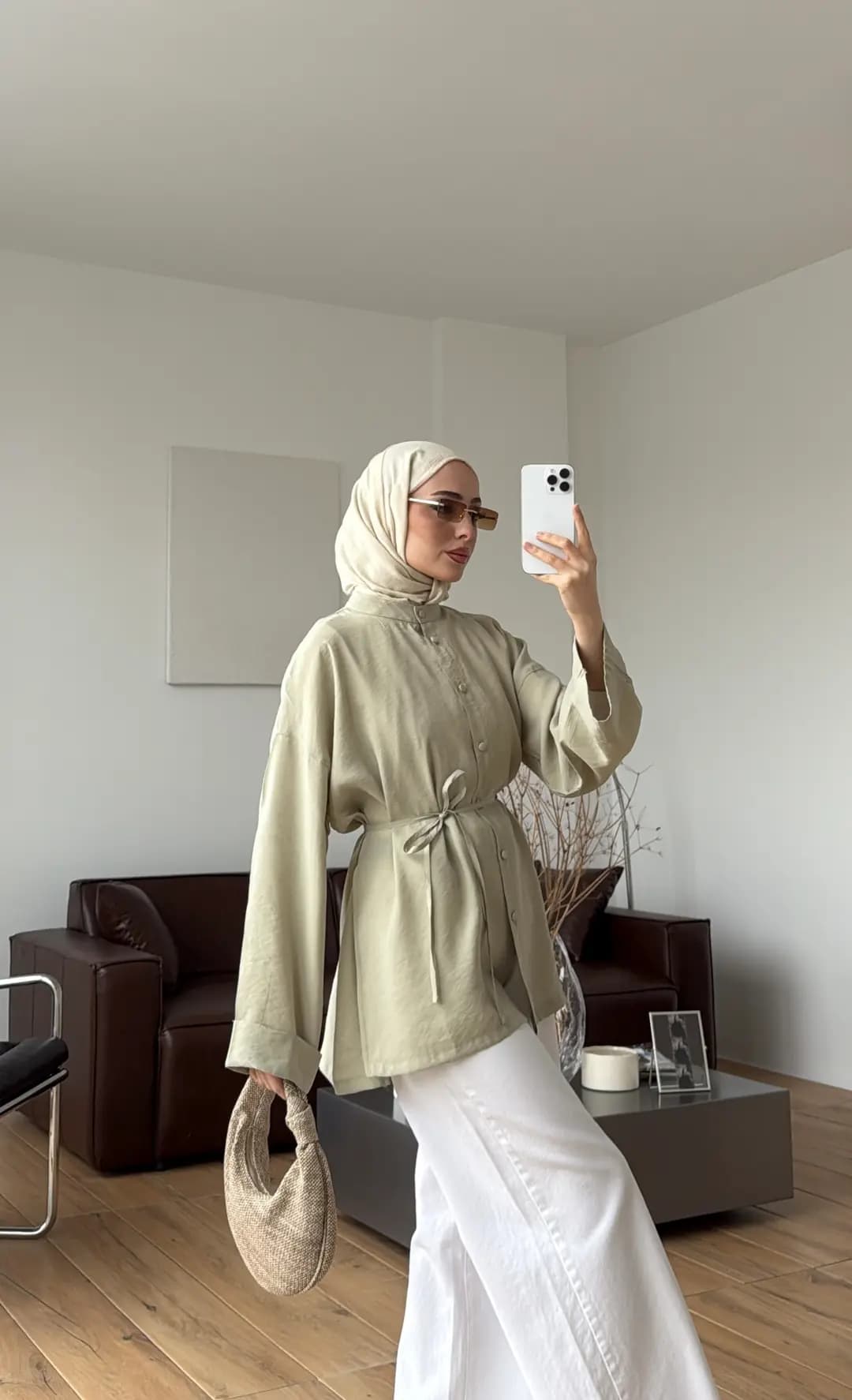 Duble Kol Yırtmaçlı Gömlek Açık Yeşil