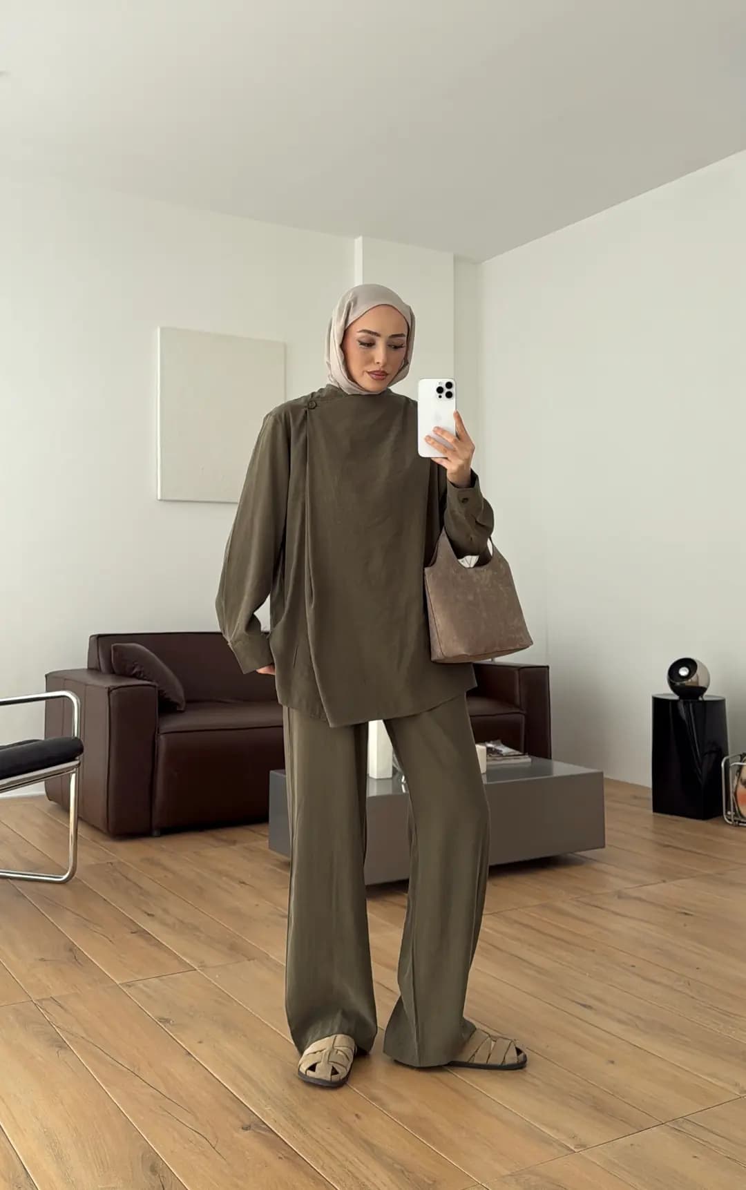 Modal Çapraz Düğmeli Takım Haki