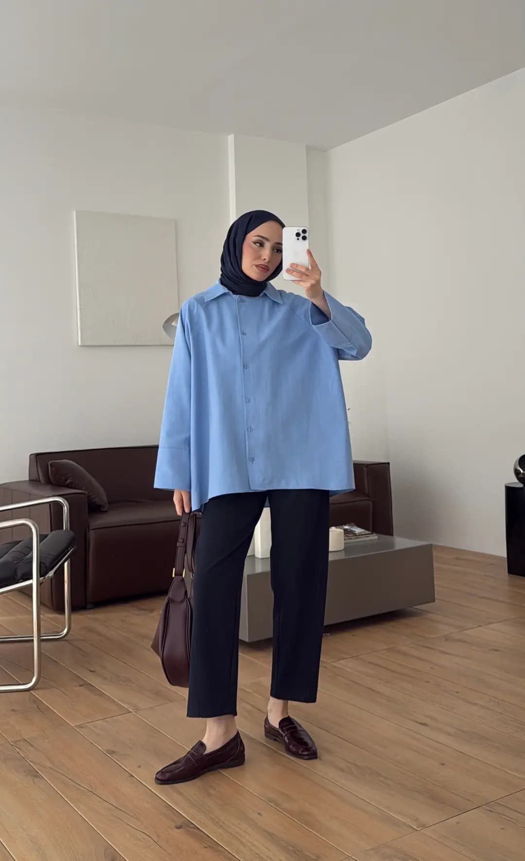 Kalın Manşet Oversize Gömlek Mavi