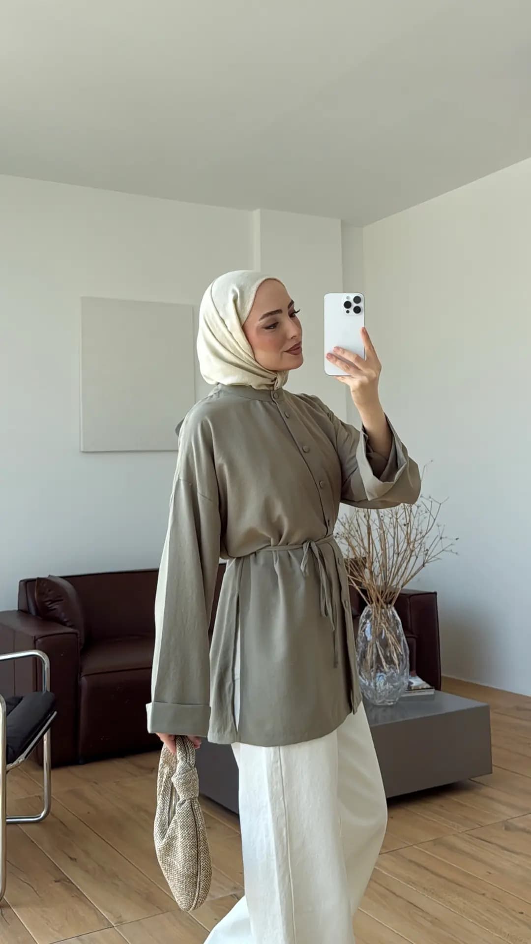 Duble Kol Yırtmaçlı Gömlek Çağla