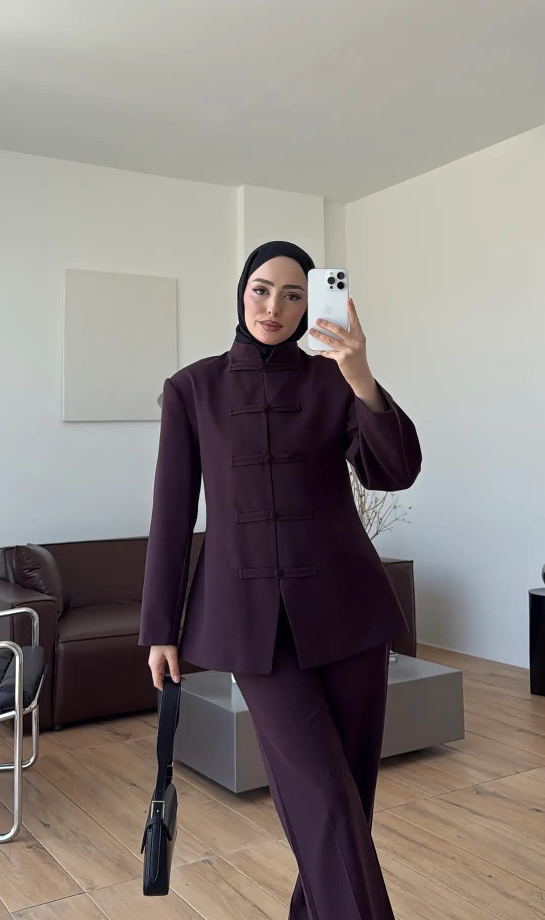 Birit Detay Ceket Takım Mürdüm