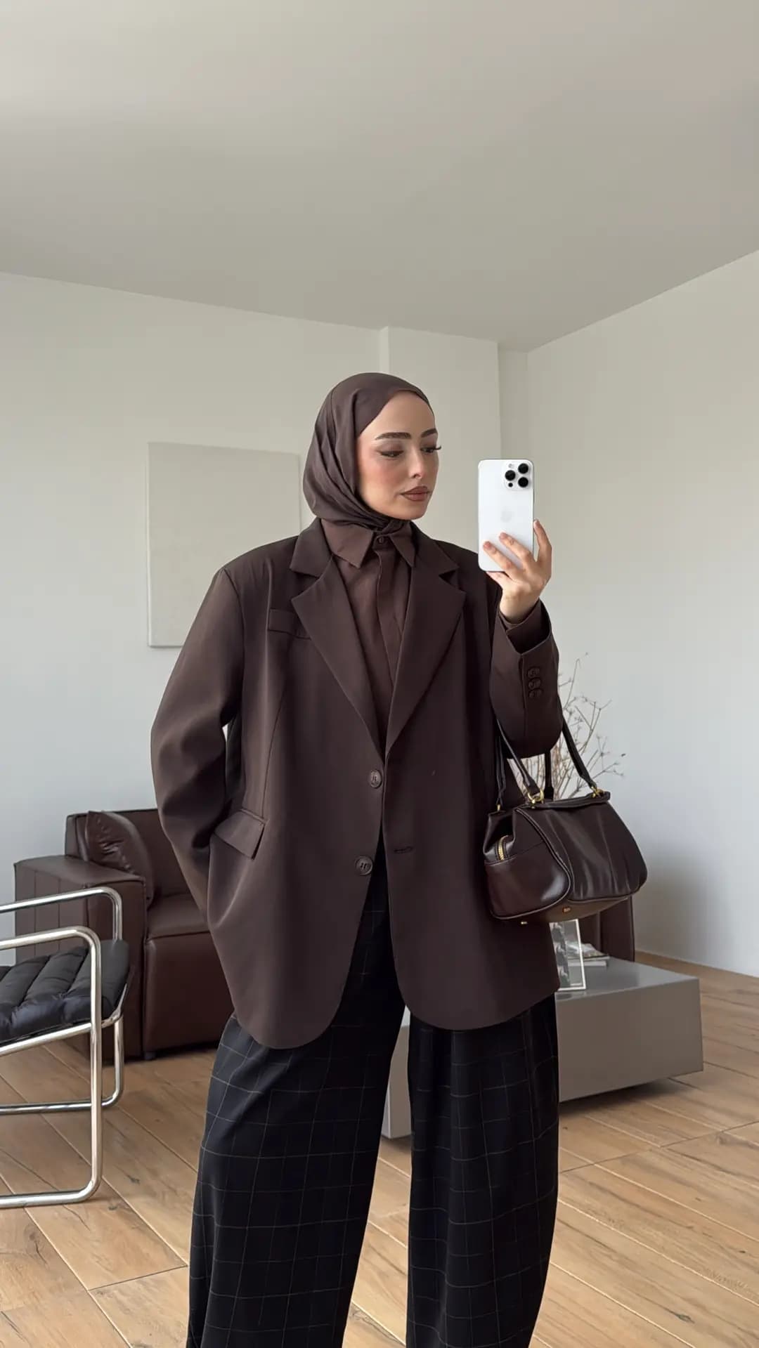 Oversize Çift Düğmeli Ceket Kahve