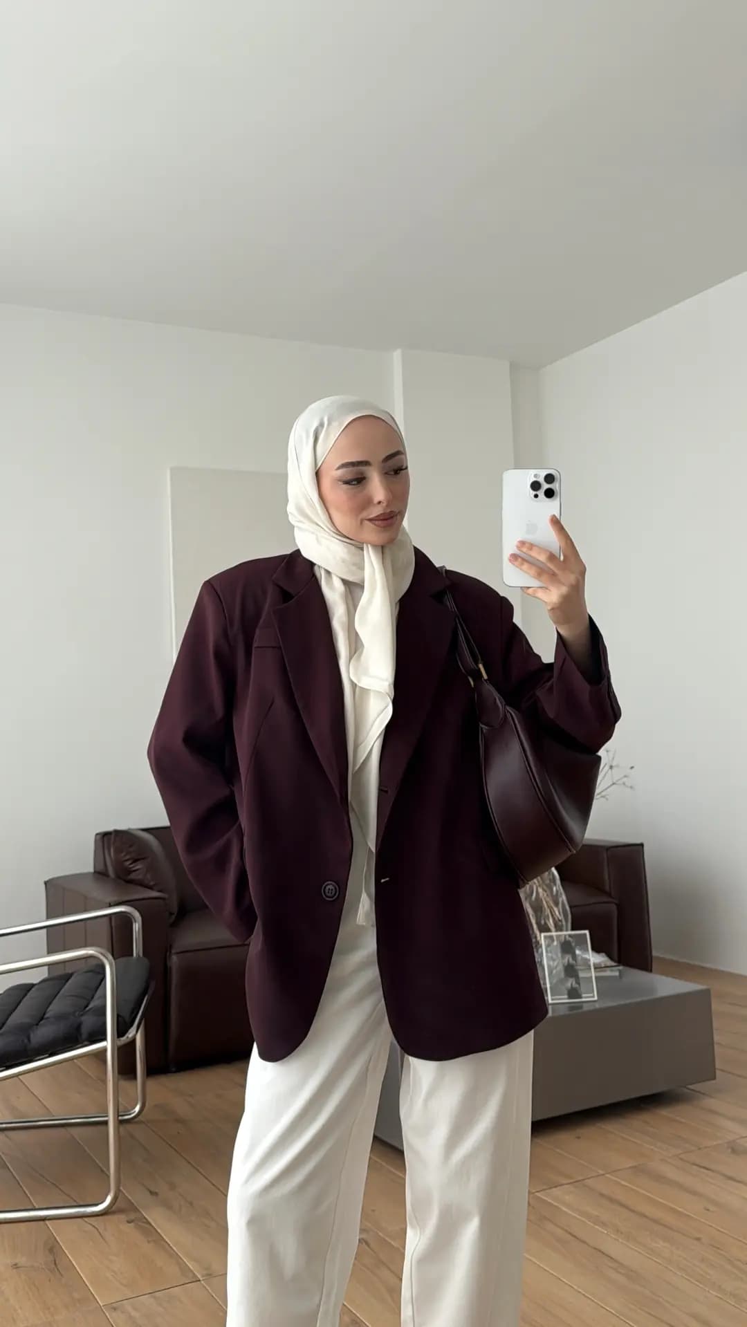 Oversize Çift Düğmeli Ceket Mürdüm