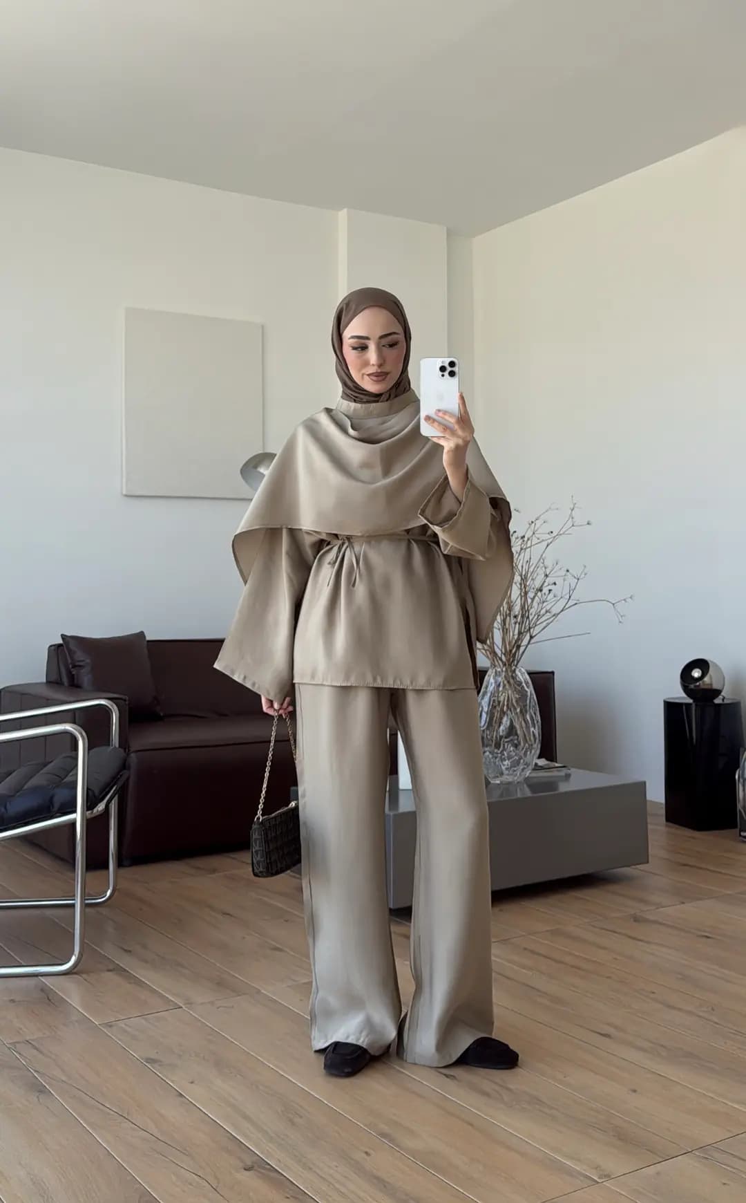 Şal Detay Pantolon Takım Çağla