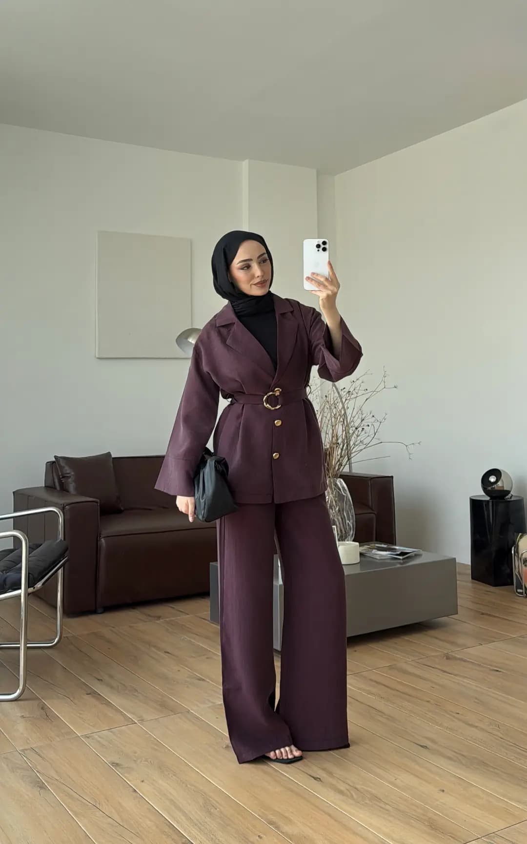 Toka Detay Tunik Takım Mürdüm