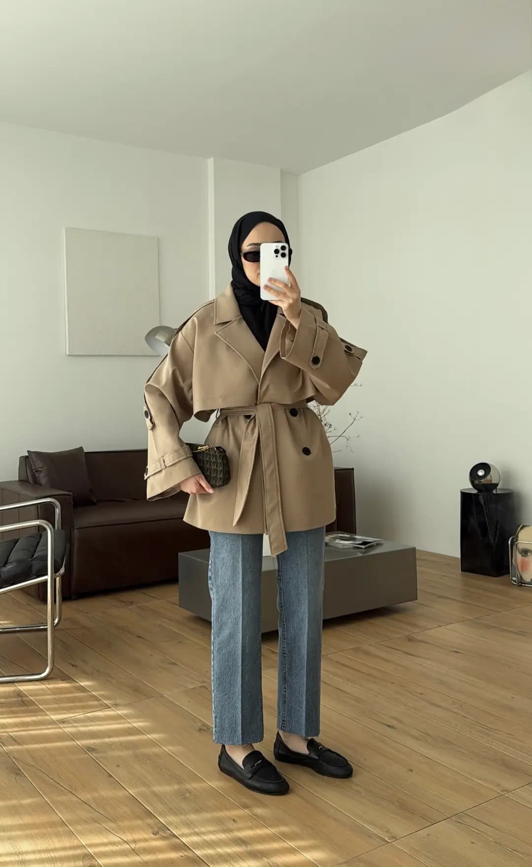Kısa Trenç Camel