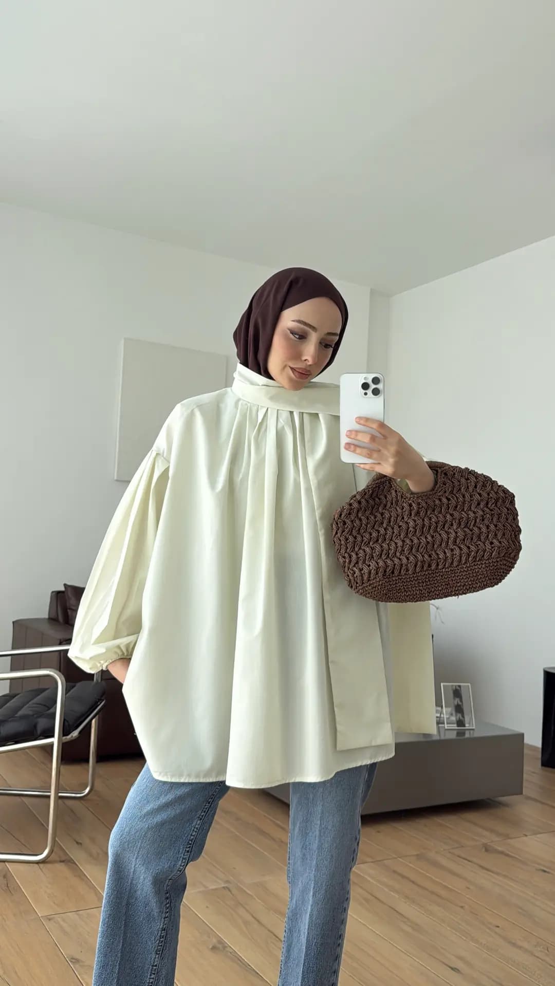 Şallı Pileli Bluz