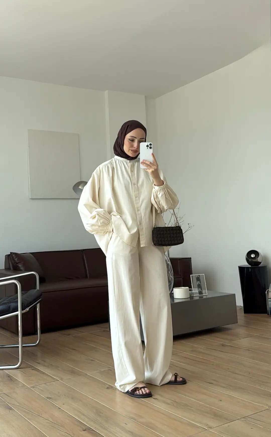 Keten Büzgülü Takım Natural