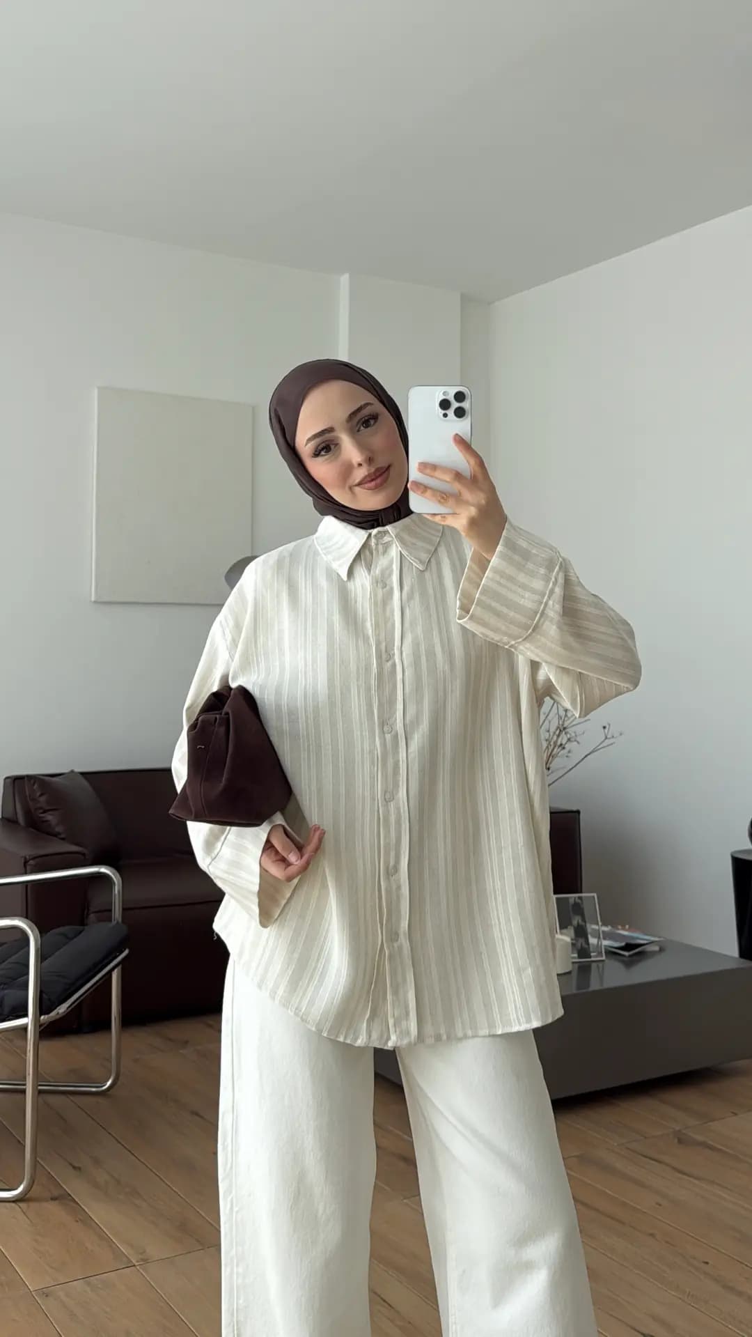 Bağcıklı Geçişli Gömlek Ekru