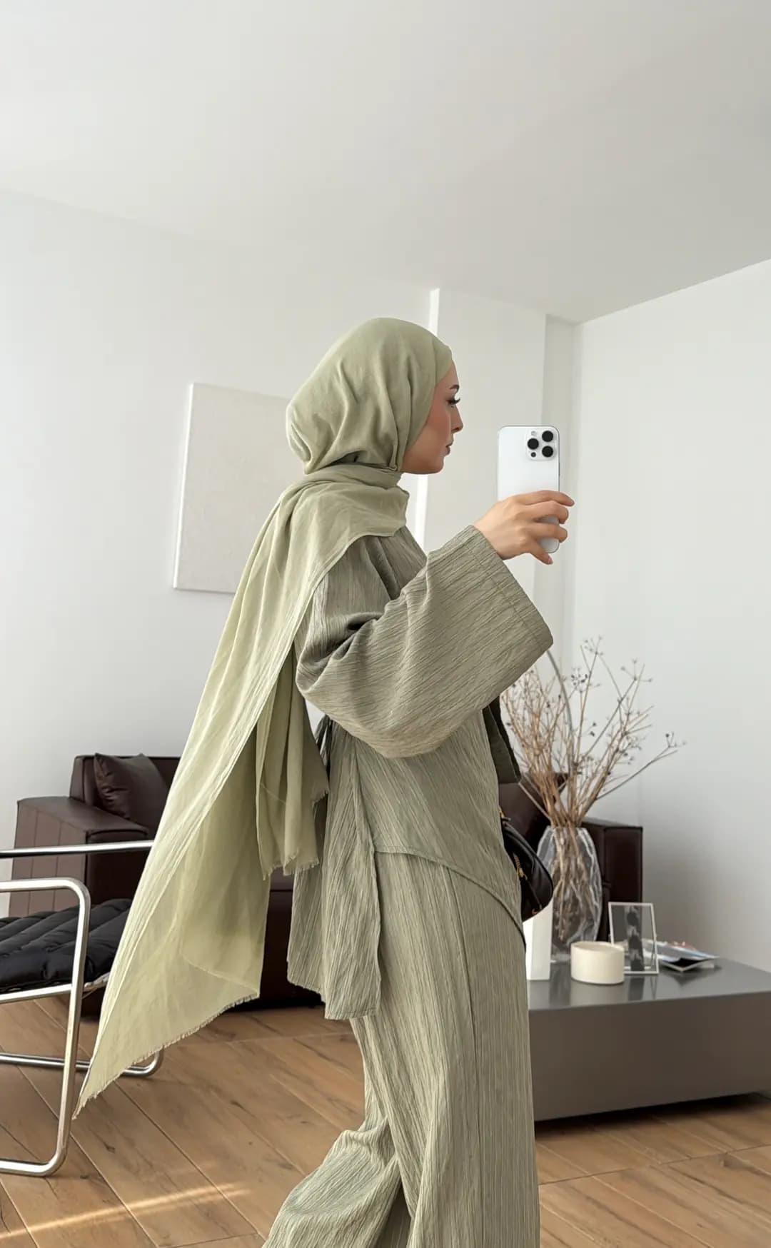 Çizgili Tunikli Takım Çağla Yeşili