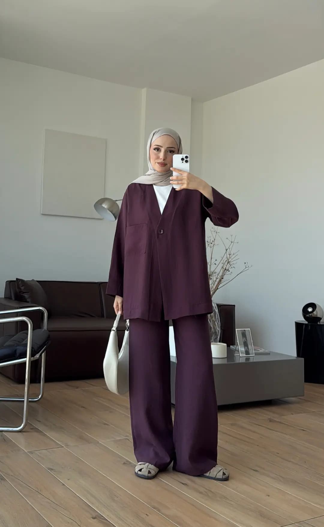 Tek Düğmeli Modal Takım Mürdüm