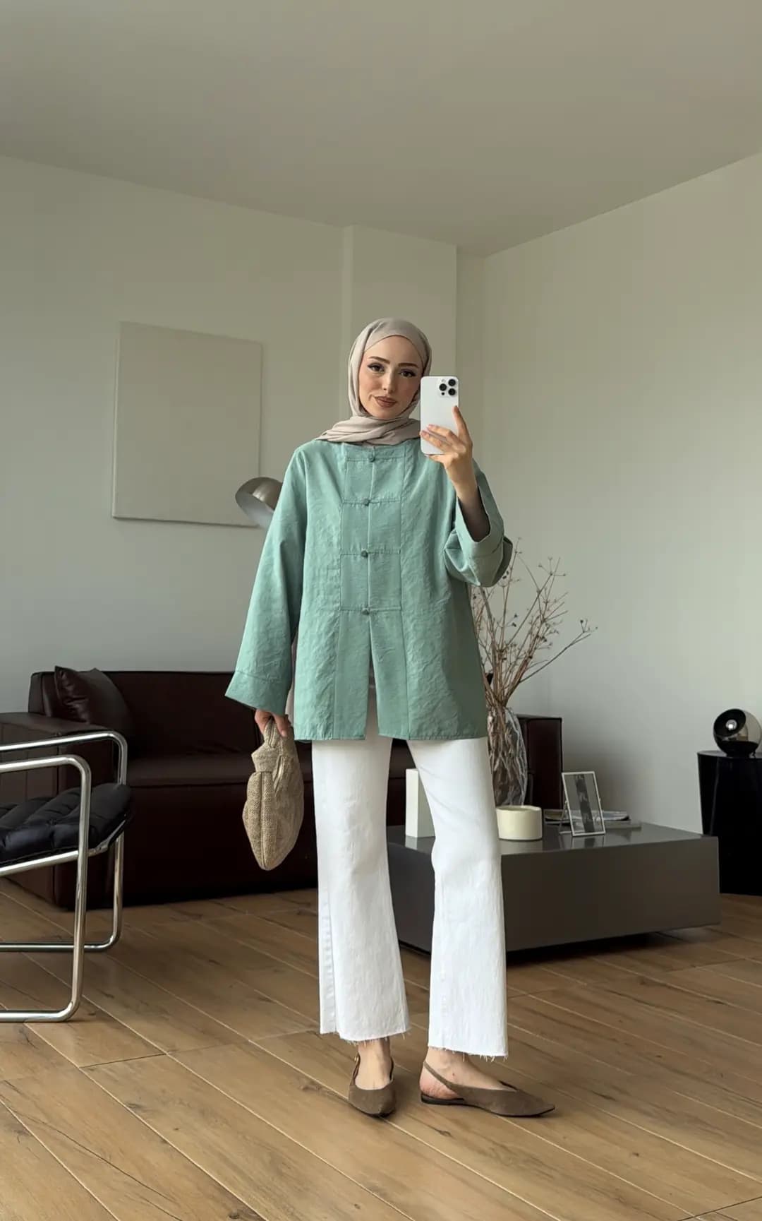 Süslü Düğmeli Bluz Mint