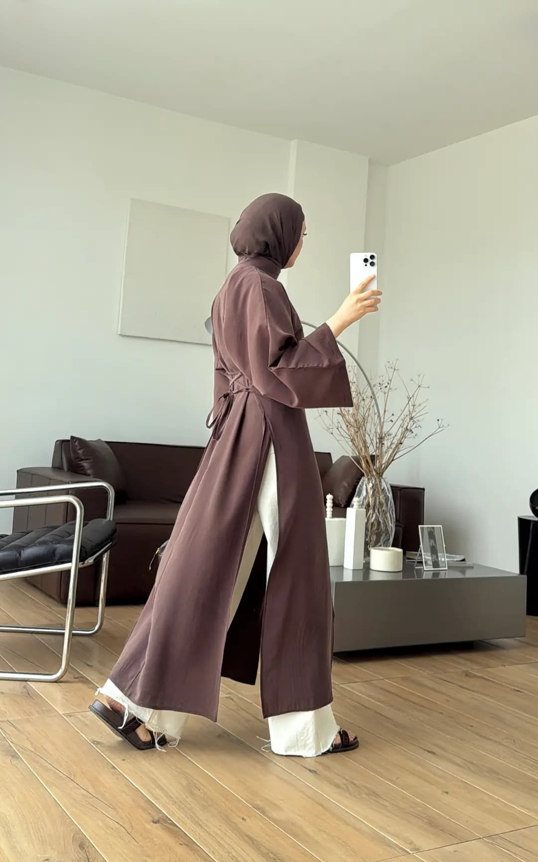 Yırtmaç Detaylı Tunik Kahve