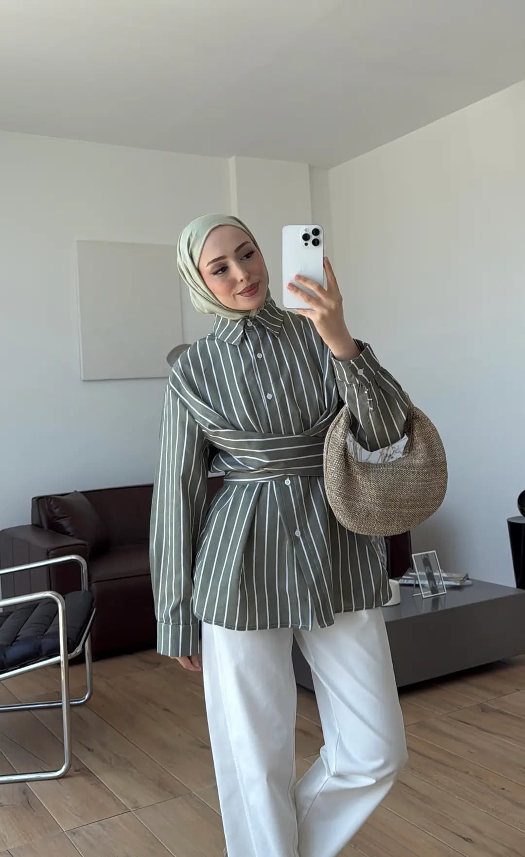 Çapraz Baglamalı Çizgili Gömlek Cağla