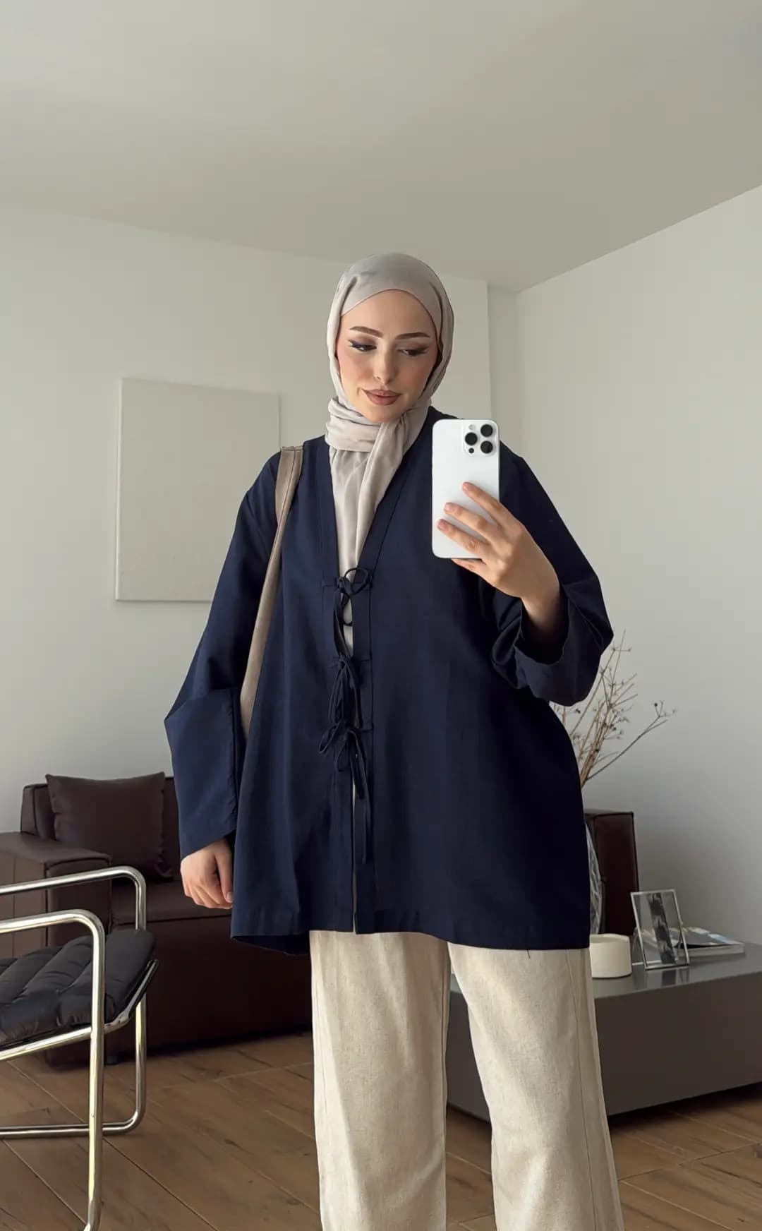 Üç Bağlamalı Kimono Lacivert
