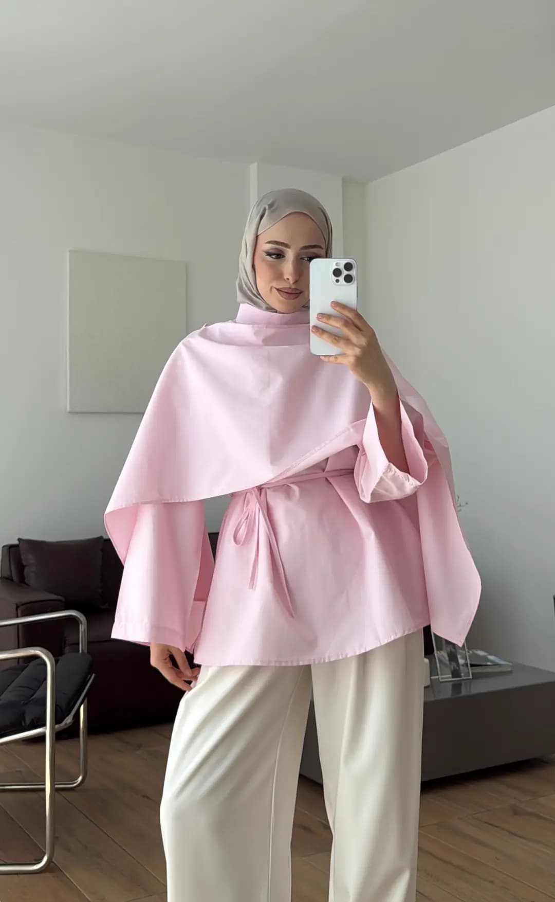 Seyyar Şallı Poplin Gömlek Pembe