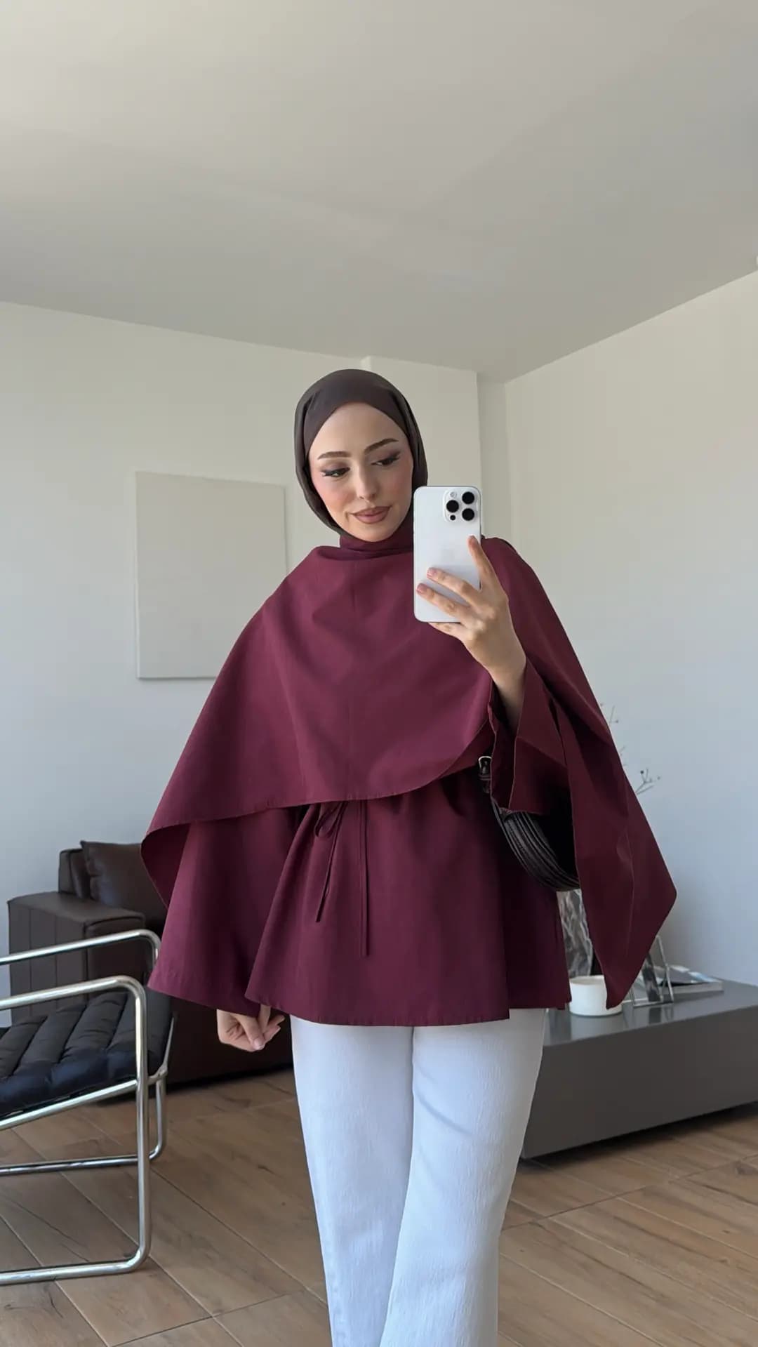 Seyyar Şallı Poplin Gömlek Bordo