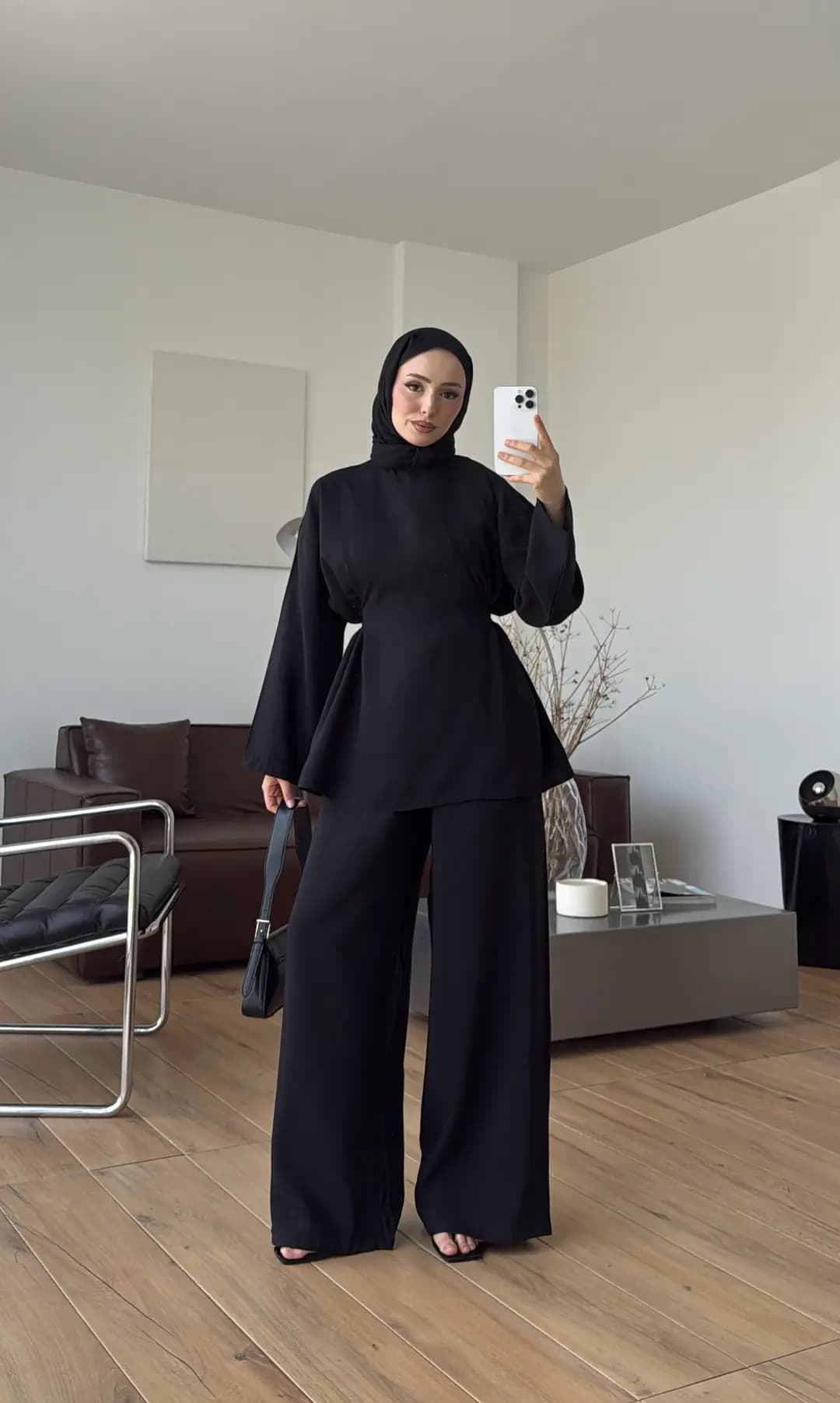Seyyar Pelerin Detay 3'lü Takım Siyah