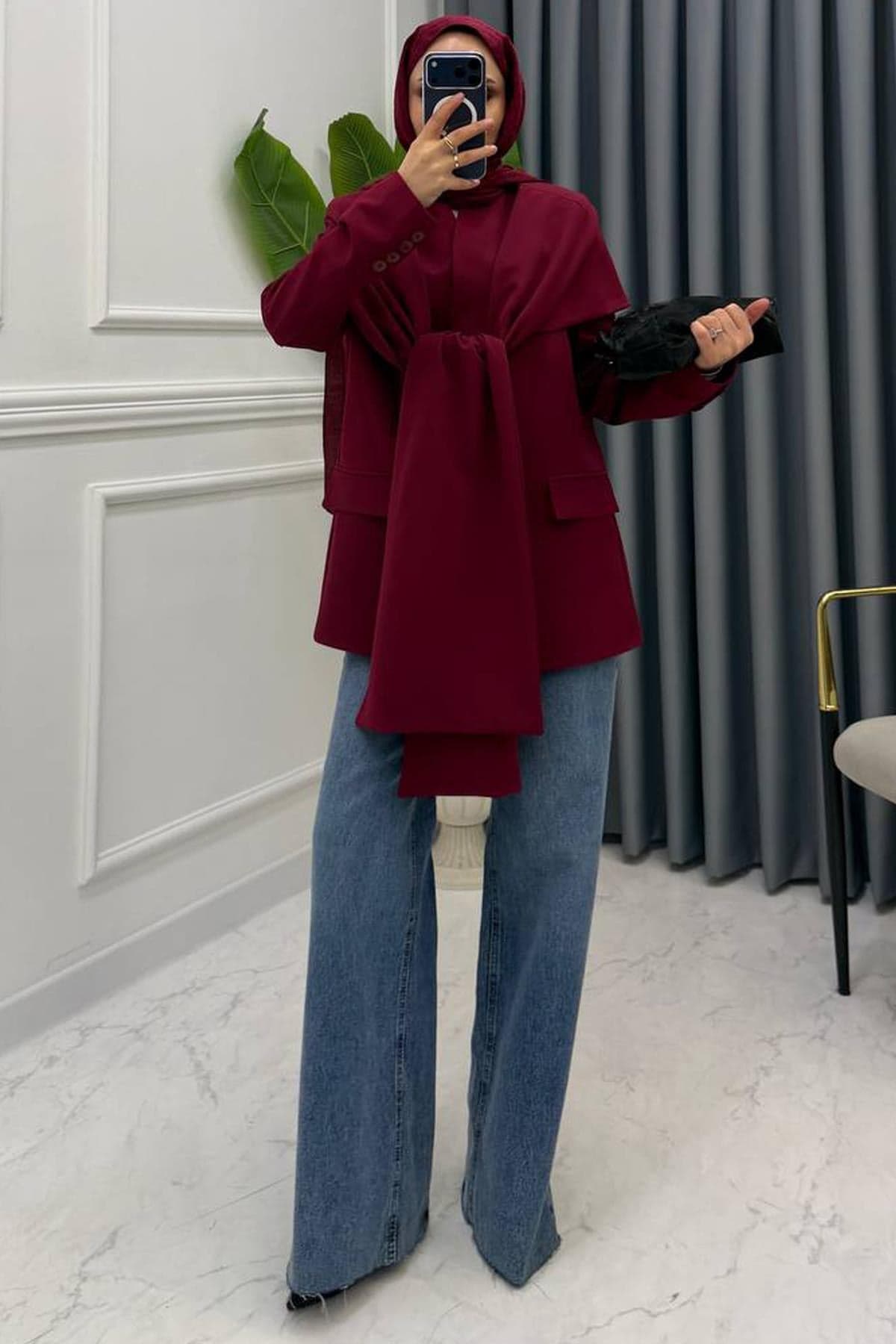 ZR MODEL BLAZER CEKET BORDO