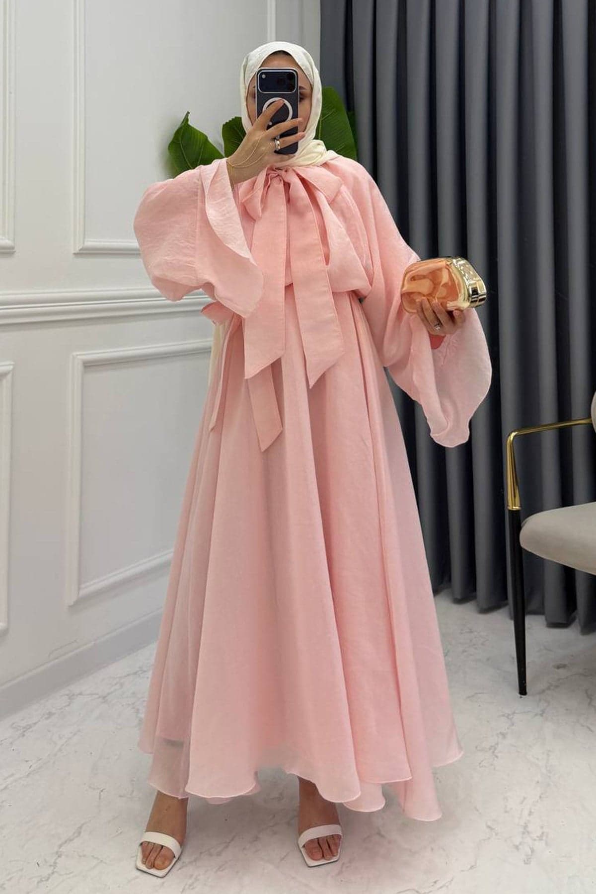 ALİNA VUAL ELBİSE  PEMBE