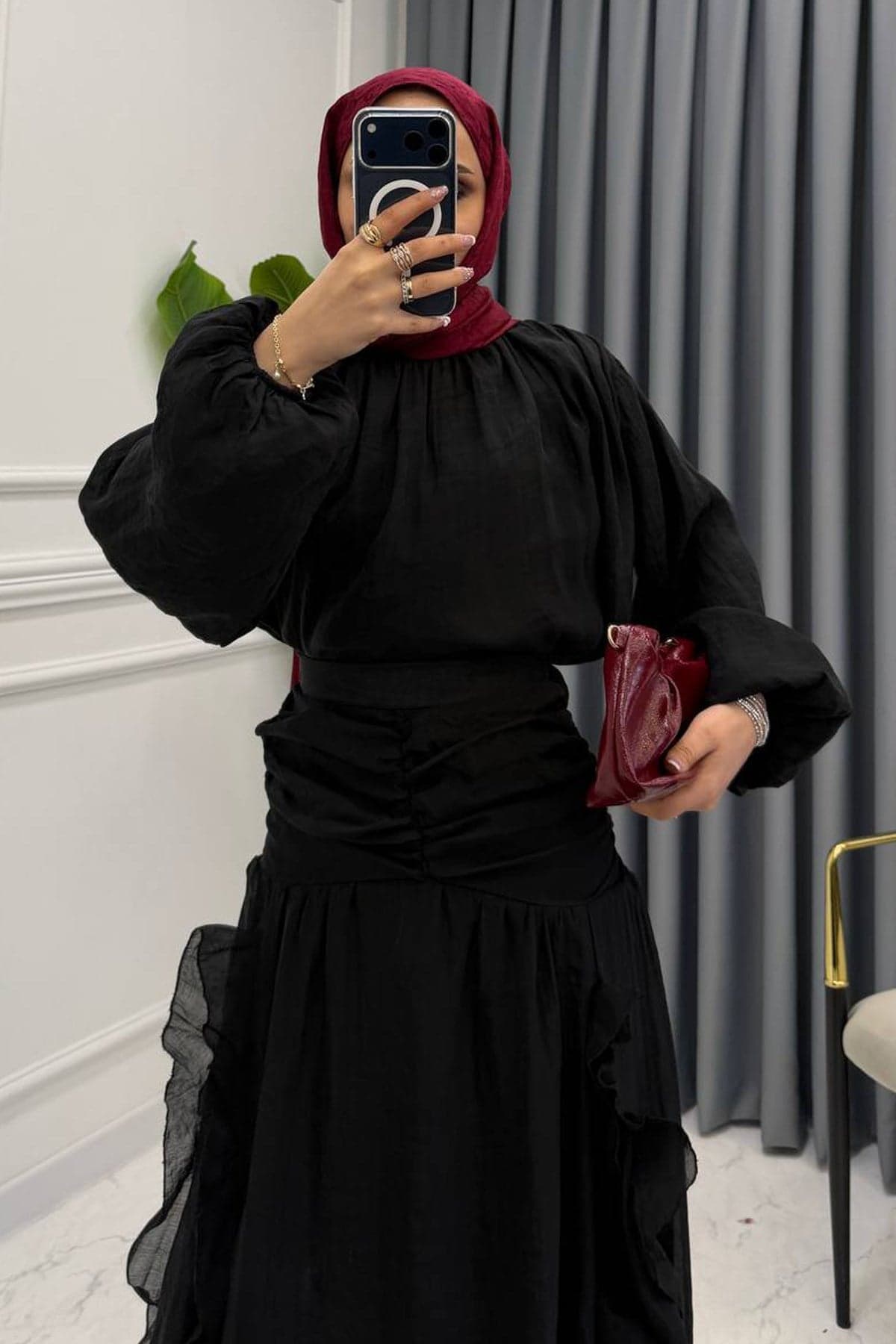 ALİVİA ORGANZE ETEK TAKIM SİYAH