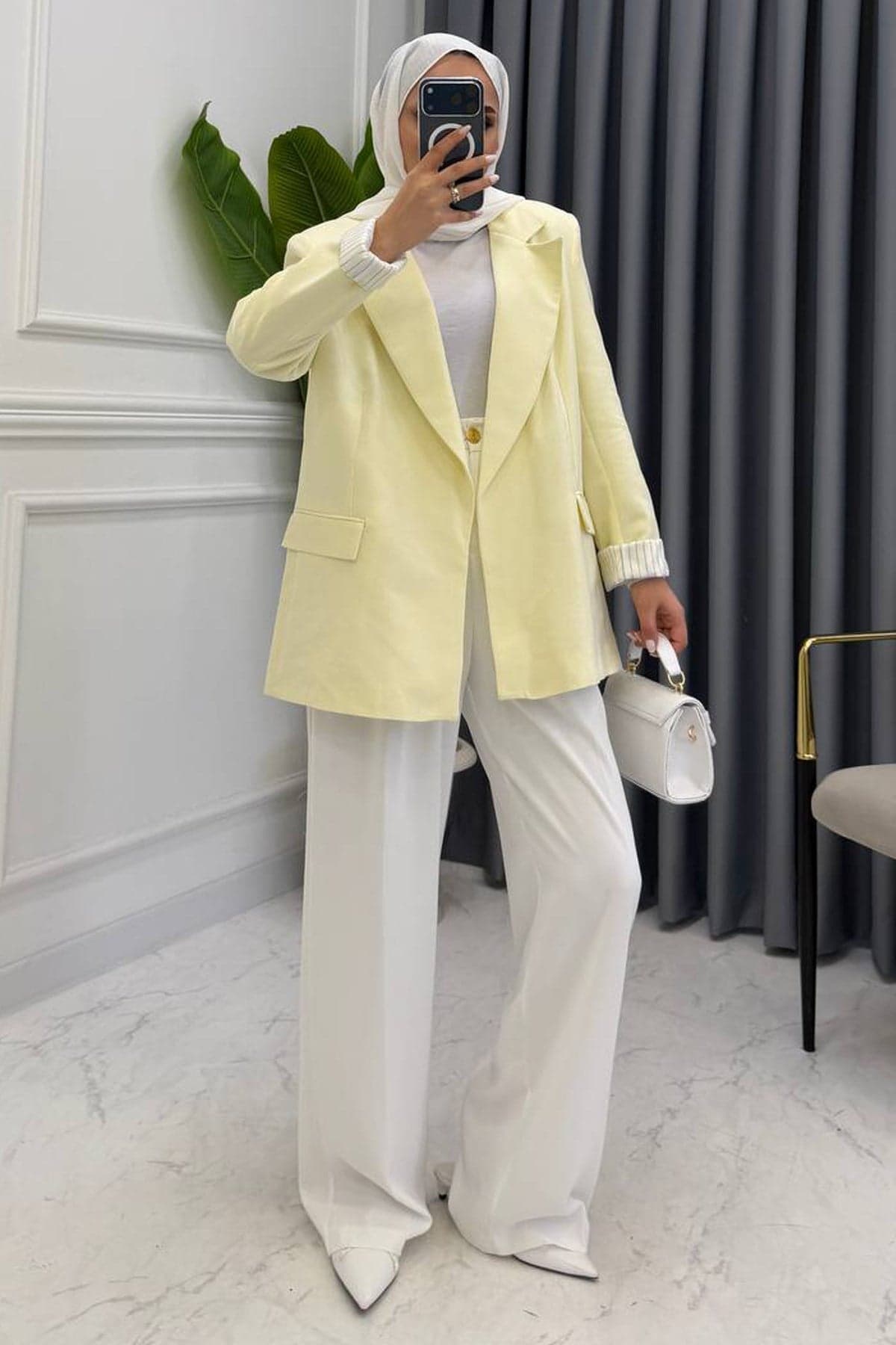 KETEN BLAZER CEKET SARI